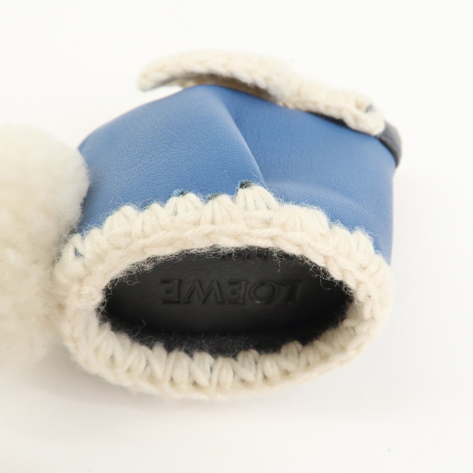 LOEWE Rabbit Motif Leather Coin Case Charm Key Chain Blue