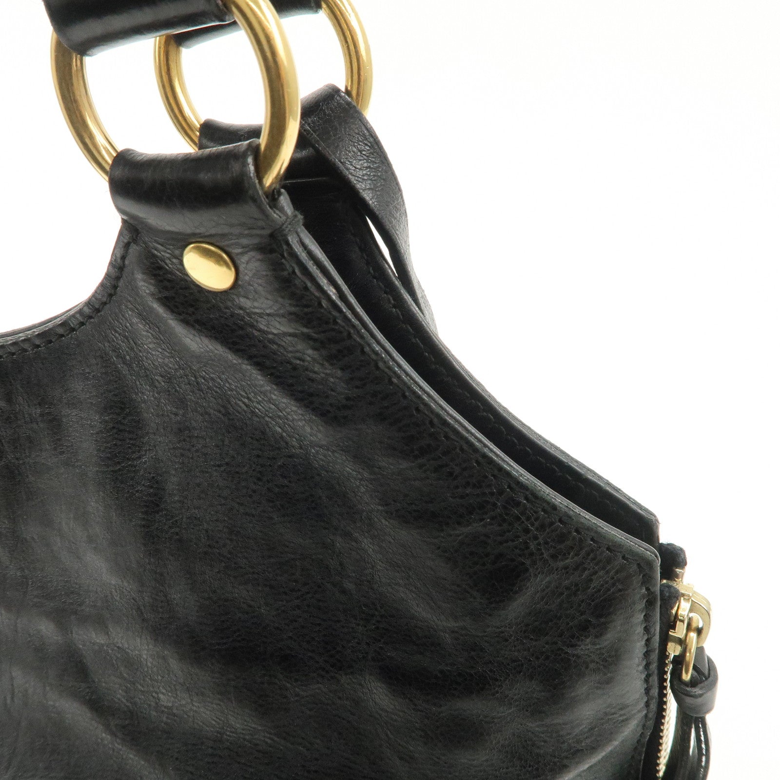 SAINT LAURENT Metropolis Rive Gauche Leather Tote Bag Black 177739