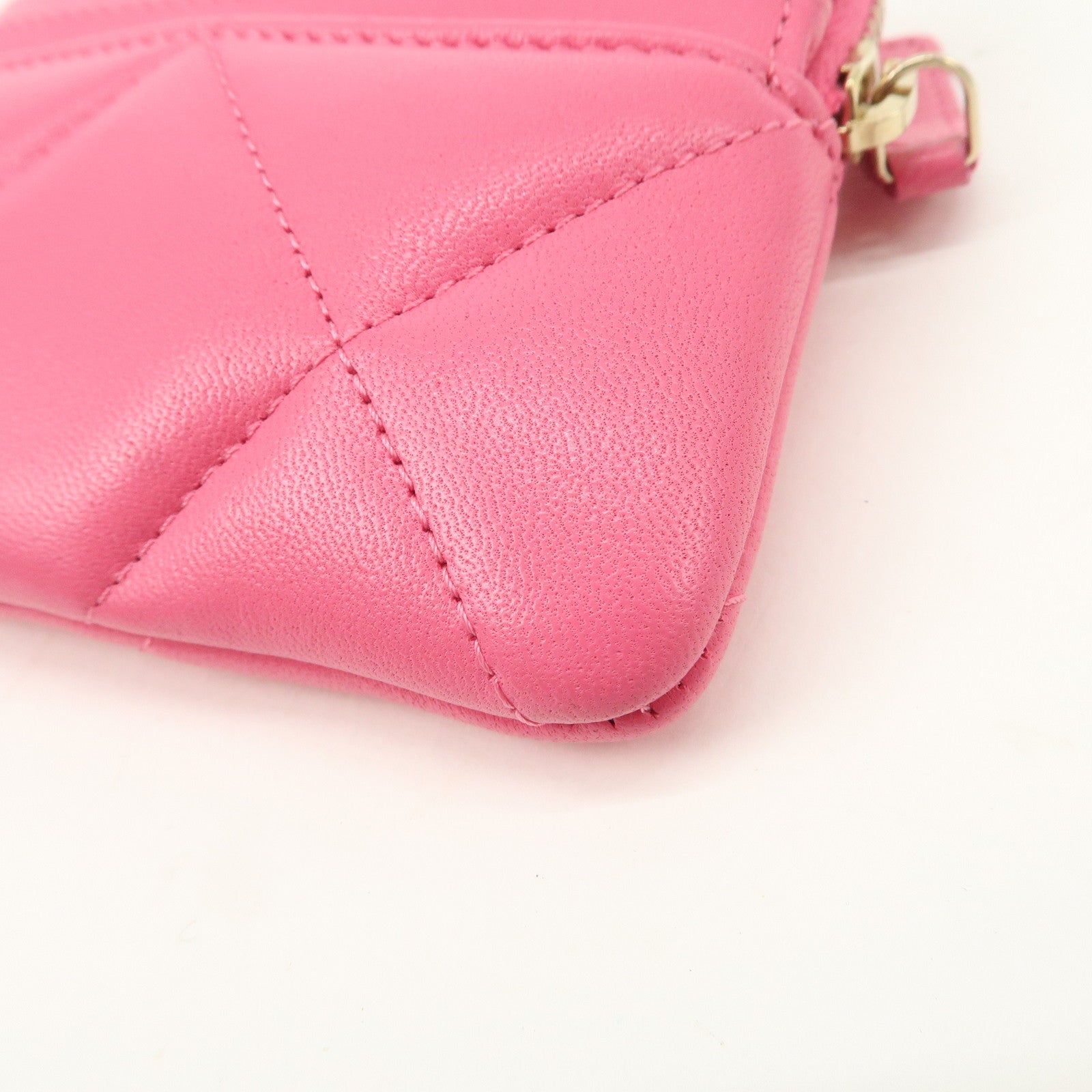 CHANEL Matelasse Leather Zippy Coin Wallet Coin Purse Pink AP2086