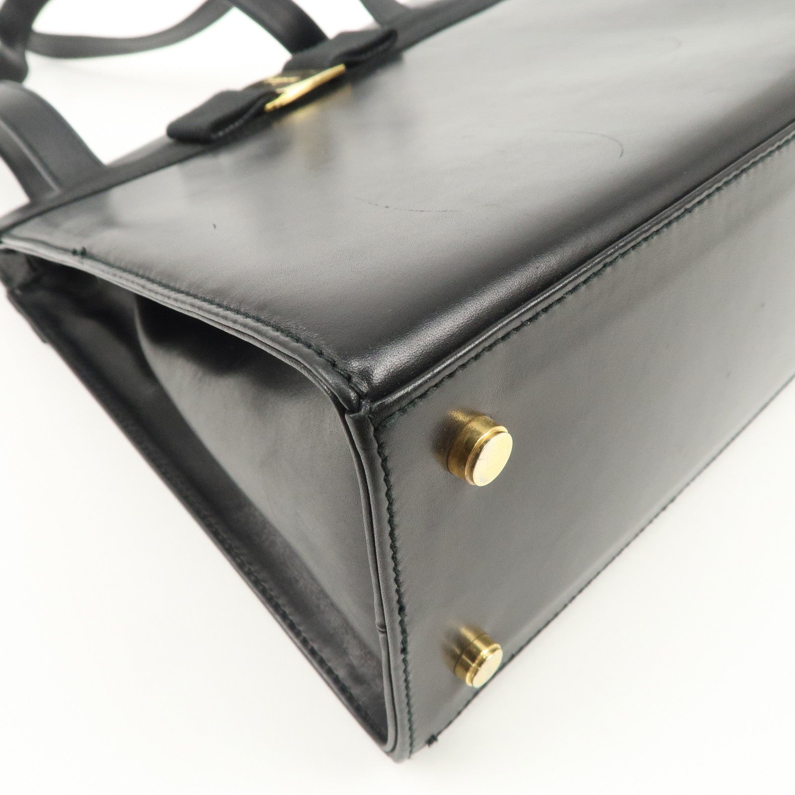 Ferragamo Vara Ribbon Leather Shoulder Bag Tote Bag Black Used