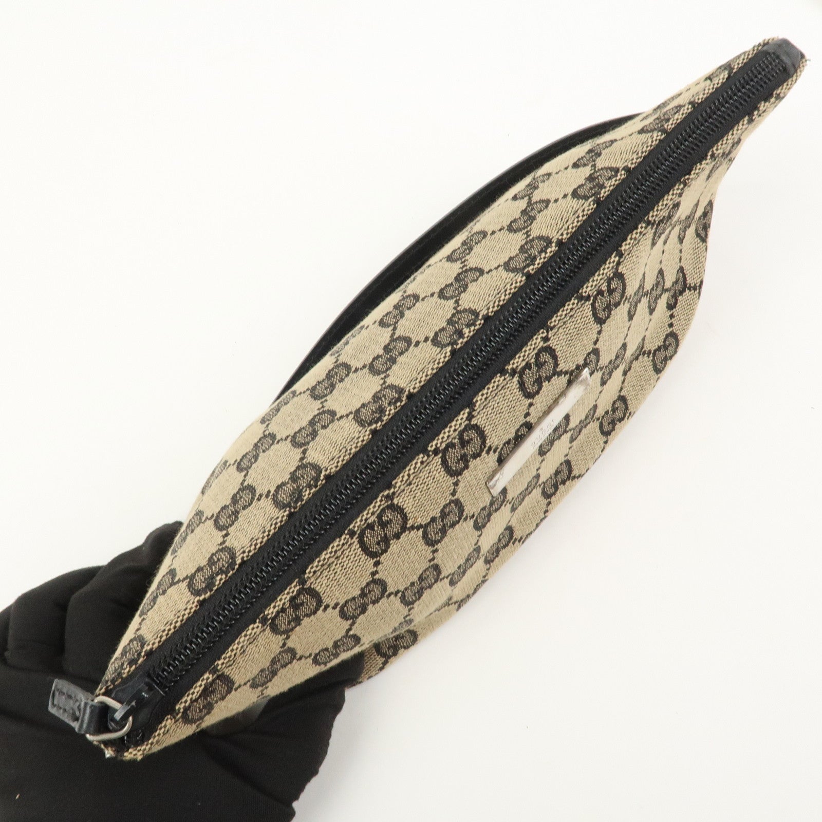 GUCCI Boat Bag GG Monogram Canvas Pouch Hand Bag Beige 039.1103