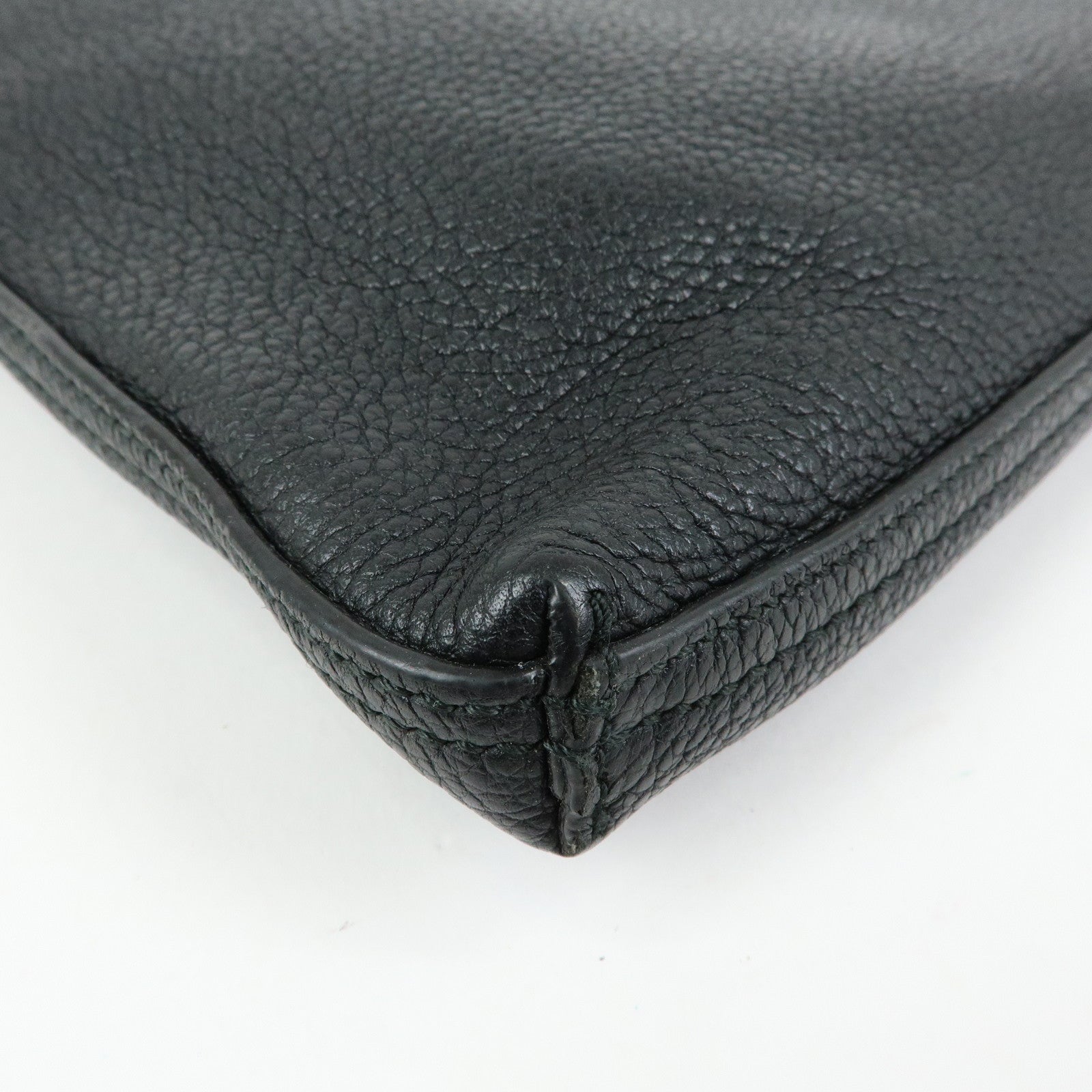 GUCCI Sherry Vintage Logo Leather Clutch Bag Black 500981