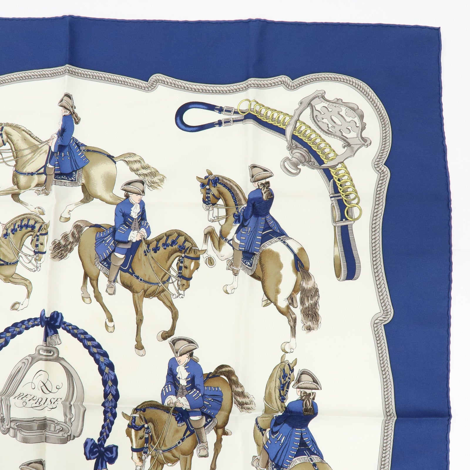 HERMES Carre 90 Set of 2 Silk 100% Scarf REPRISE MORS&FILETS