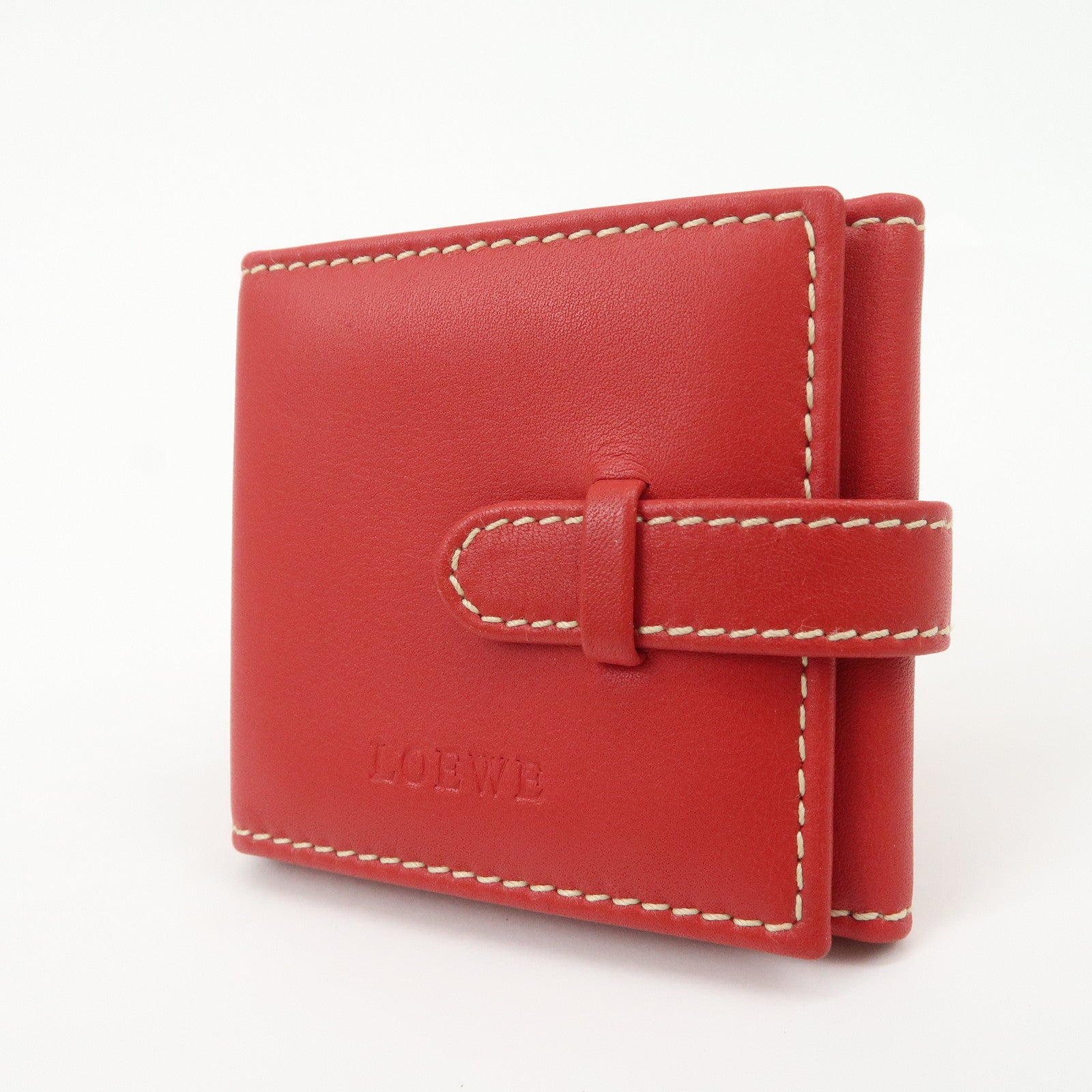 LOEWE Leather Tri-Fold Square Photo Case Red