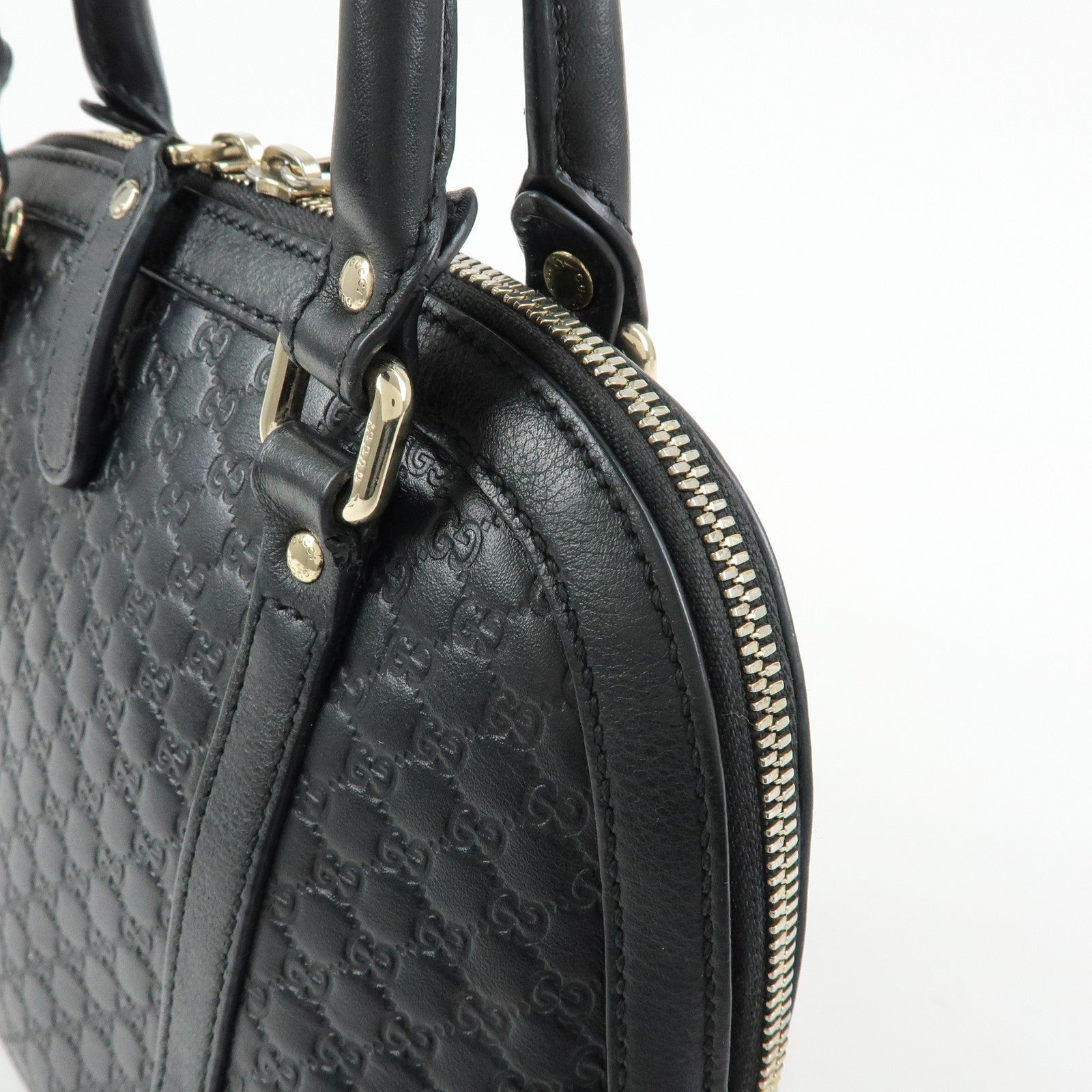 GUCCI Microguccissima Leather 2Way Bag Hand Bag Black 449654