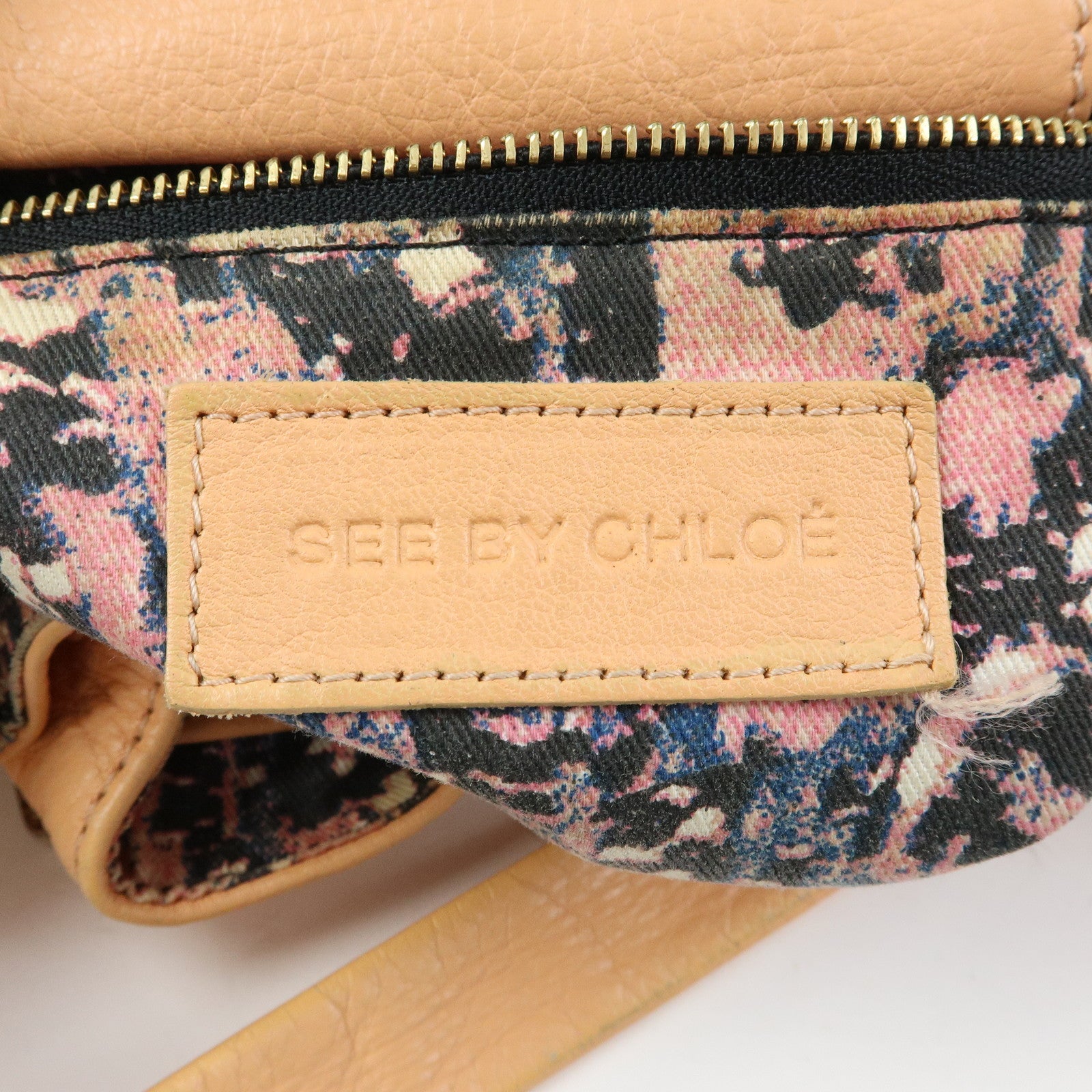 Chloe See by Chloe Leather Shoulder Bag Crossbody Bag Orange Beige