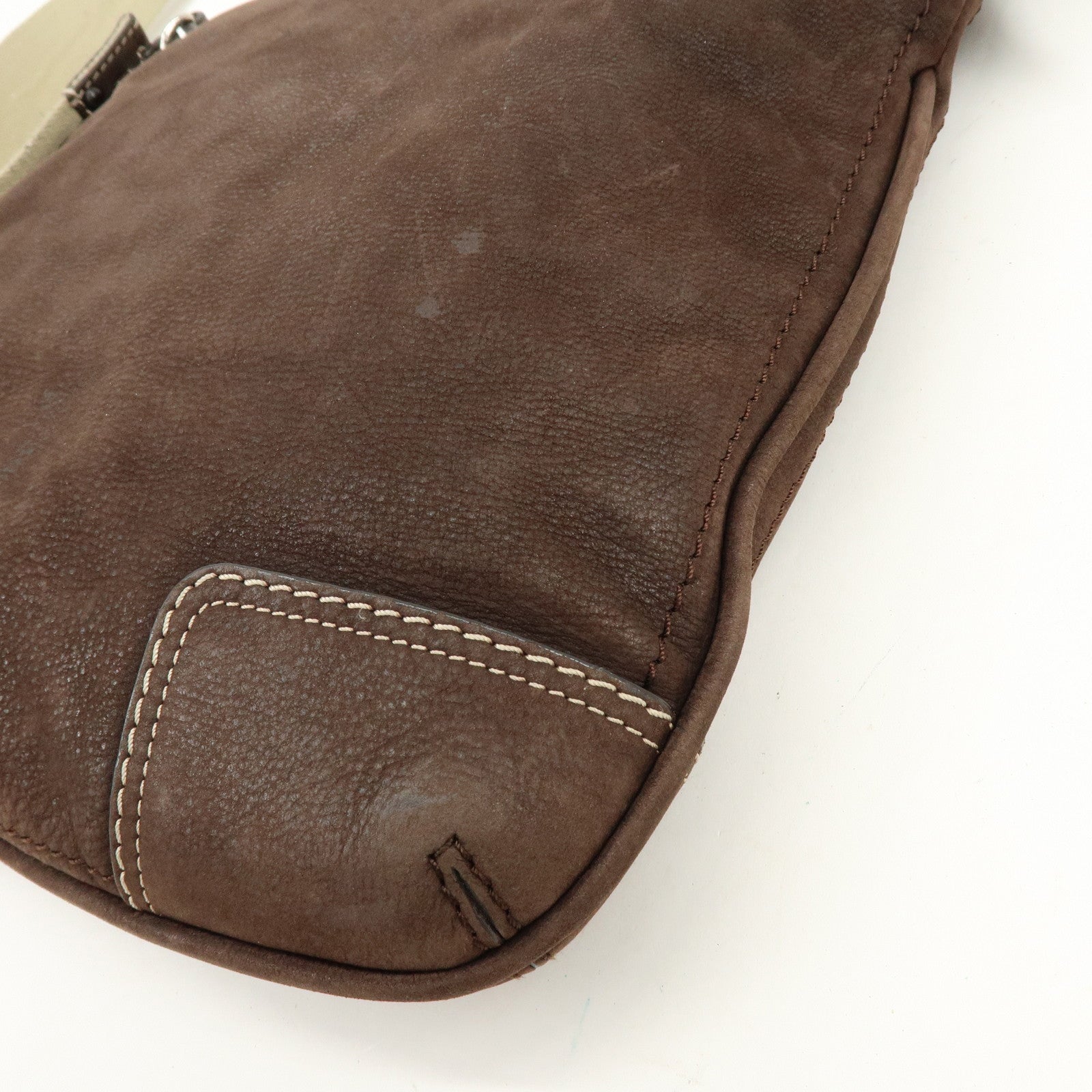 LOEWE Anagram Leather Canvas Shoulder Bag Crossbody Bag Brown Beige