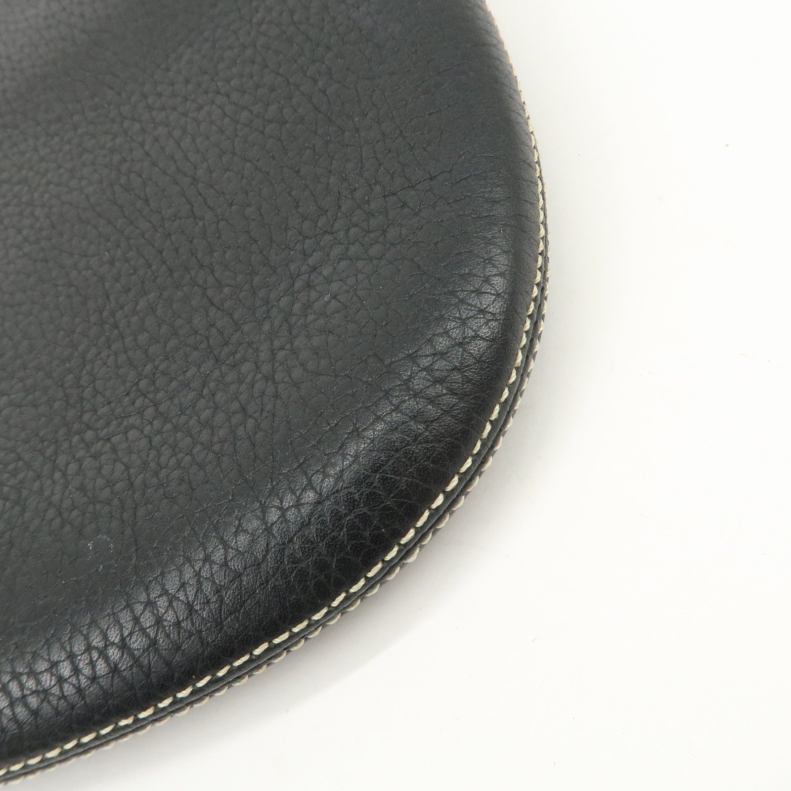 MCM Logo Plate Leather Shoulder Bag Hand Bag Black