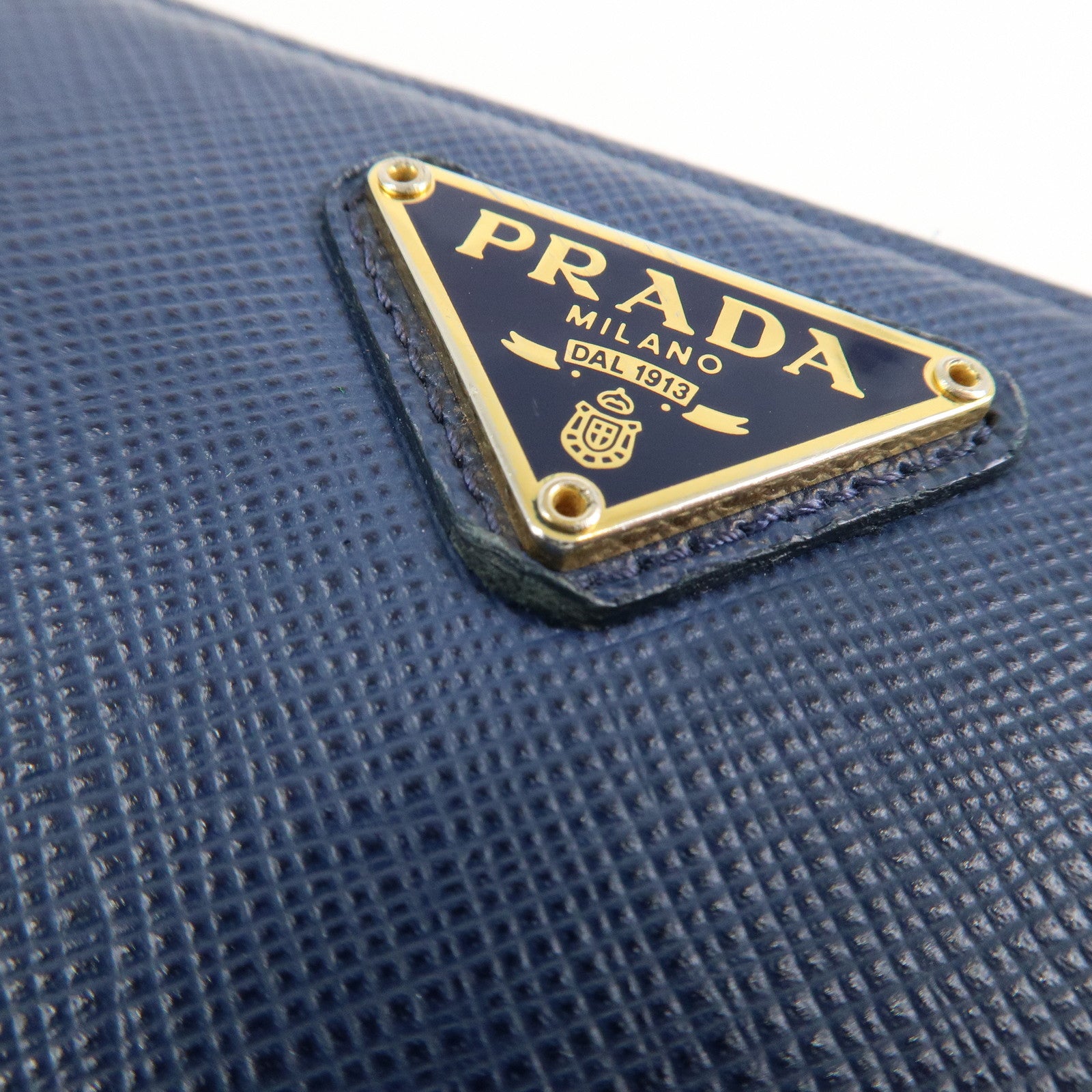 PRADA Triangle Logo Saffiano Leather Zippy Long Wallet Navy 1ML506