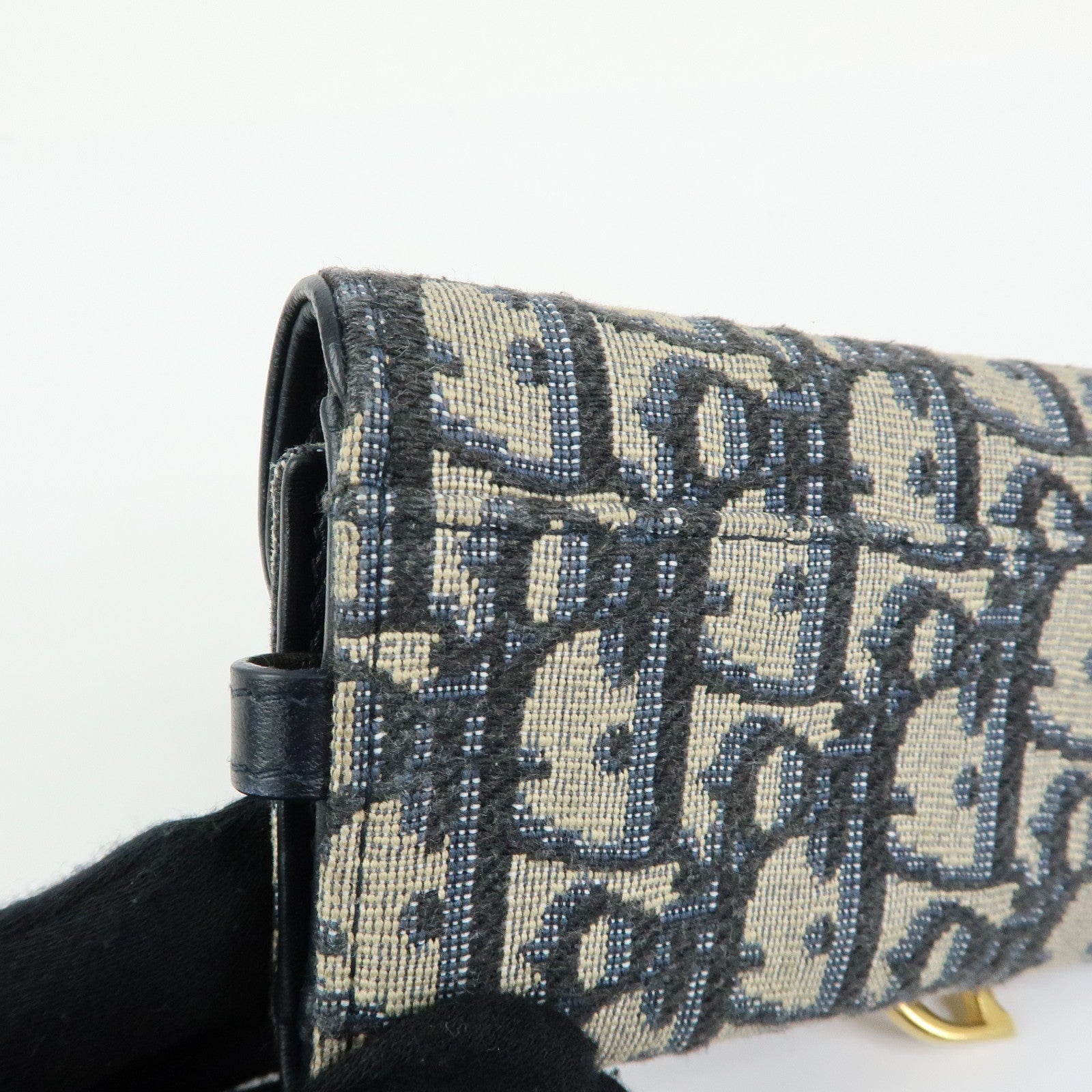 Christian Dior Saddle Oblique Jacquard Canvas Key Case Navy