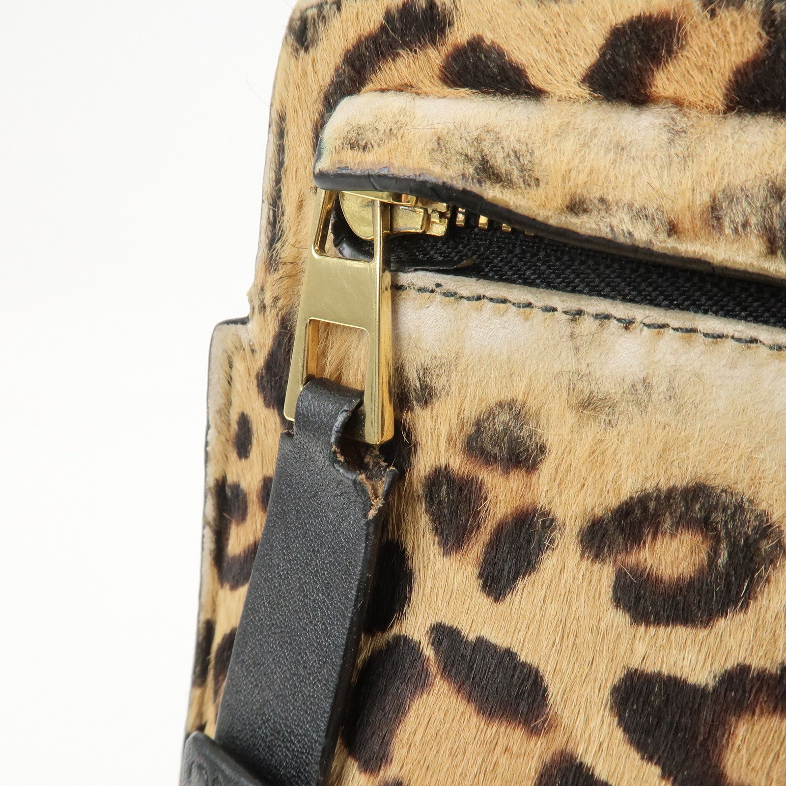 LOEWE Anagram Logo Unborn Calf Leather Clutch Bag Pouch Leopard