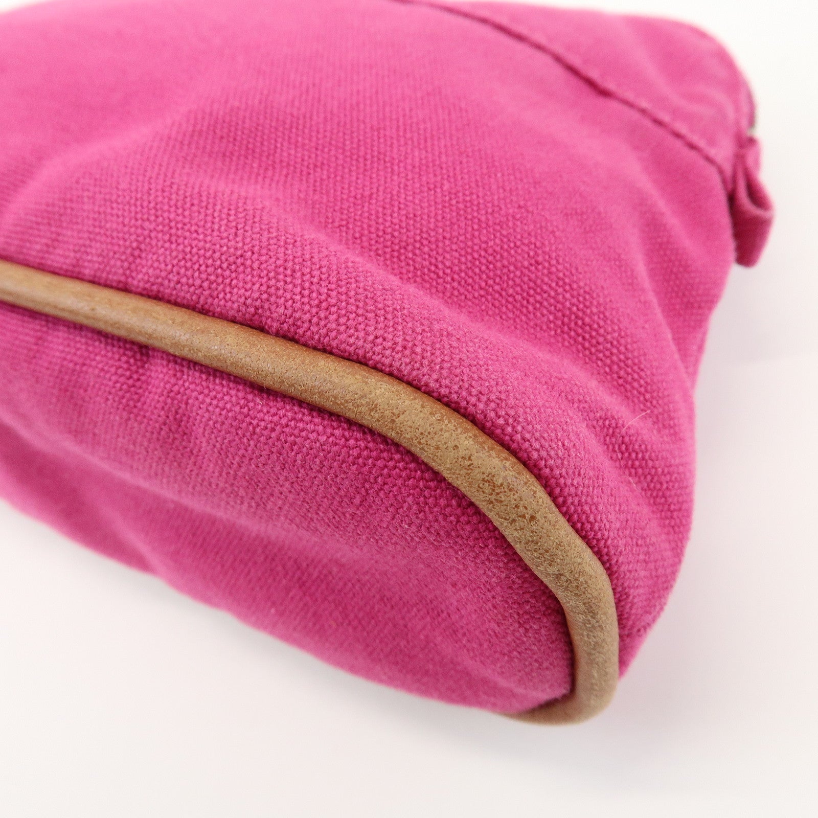 HERMES Logo Cotton Leather Bolide Pouch Mini Cosmetic Pouch Pink
