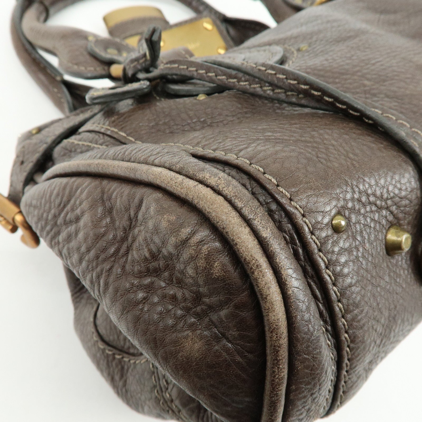 Chloe Paddington Leather Tote Bag Shoulder Bag Dark Brown