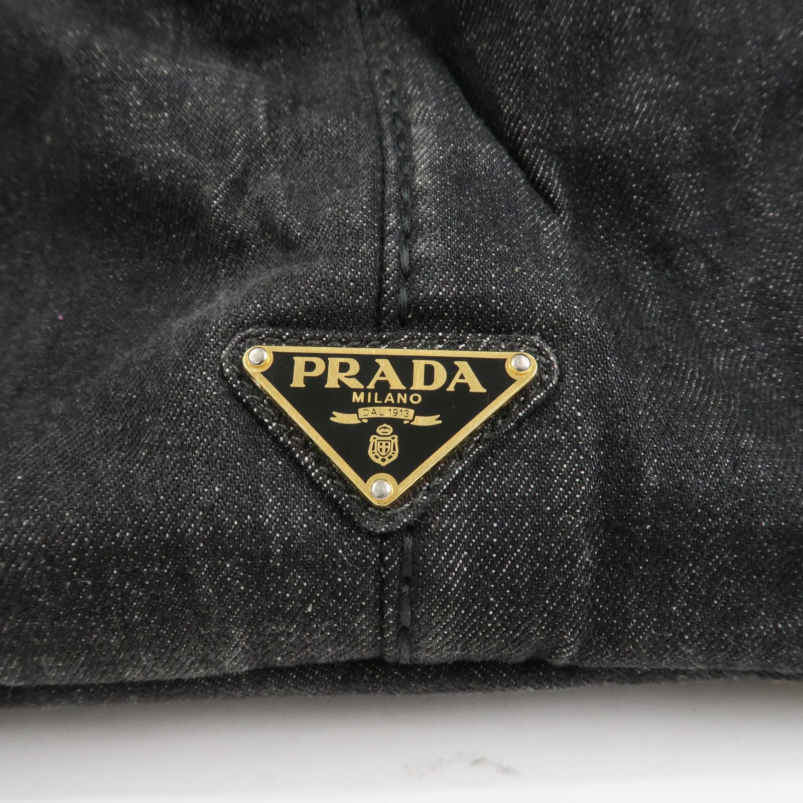 PRADA Canapa Denim 2Way Bag Hand Bag Shoulder Bag Black 1BG642