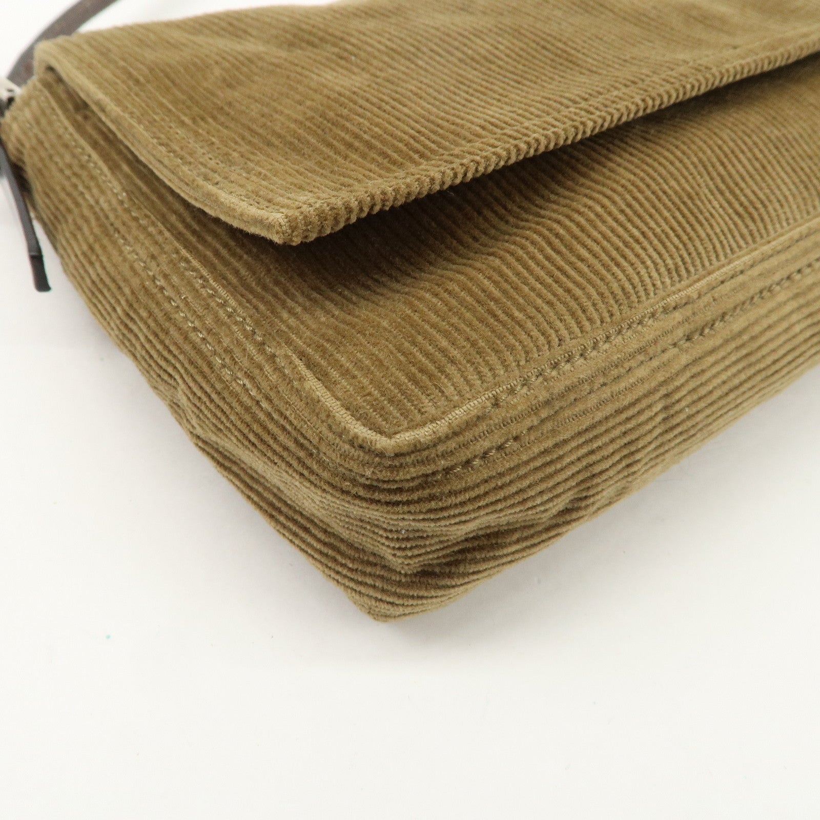 FENDI Logo Corduroy Shoulder Bag Hand Bag Caramel Used