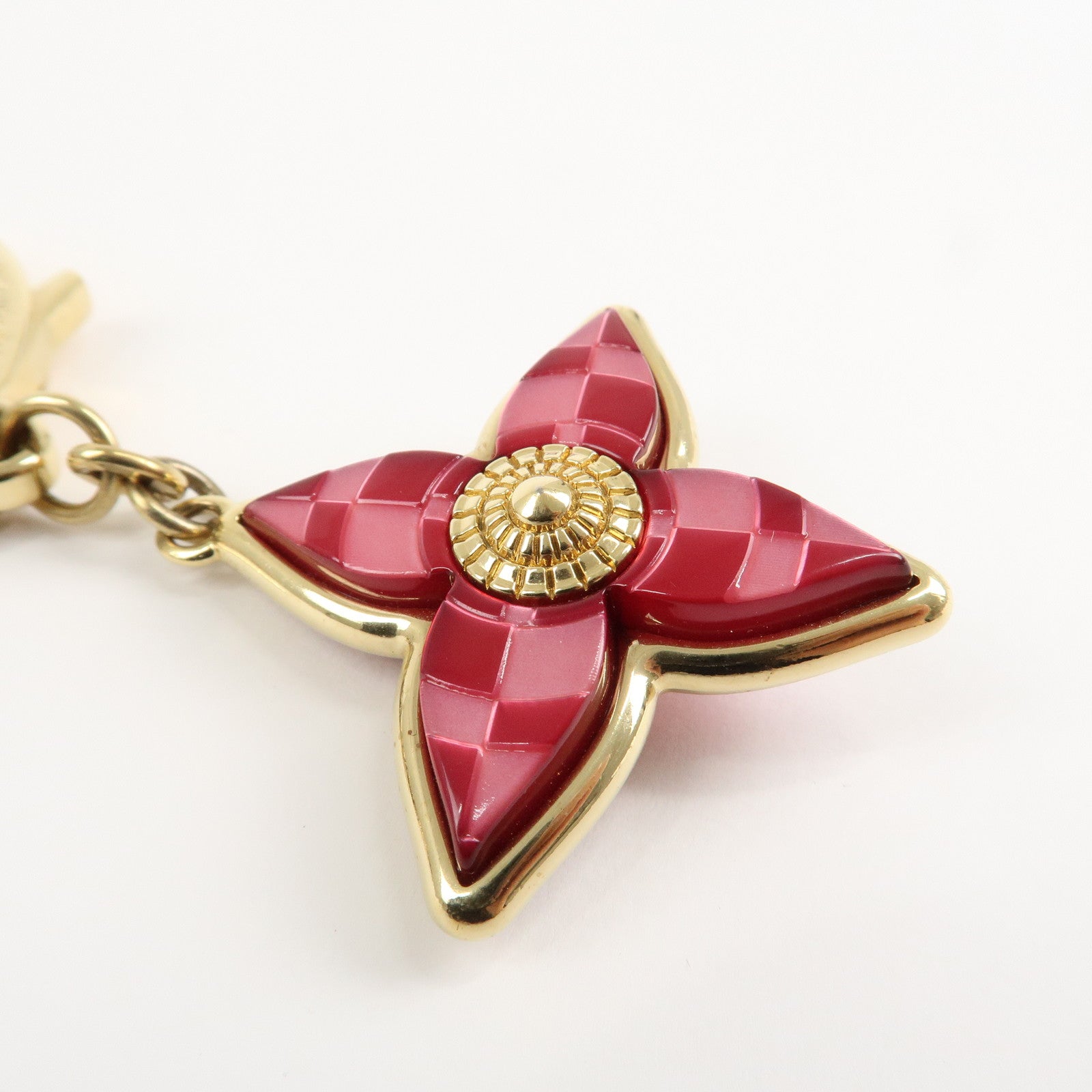 Louis Vuitton Bijou Sac Mosaic Bag Charm Flower Gold Pink M66882 Used