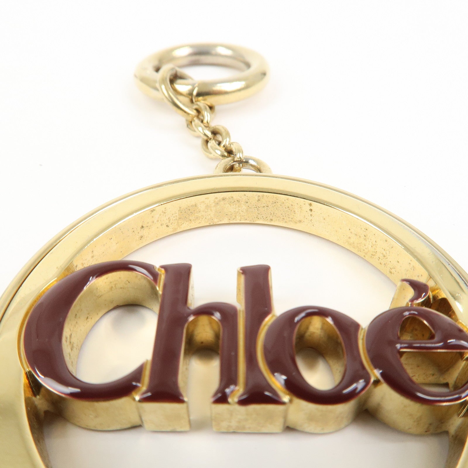 Chloe Metal Bag Charm Key Charm Key Chain Gold Brown