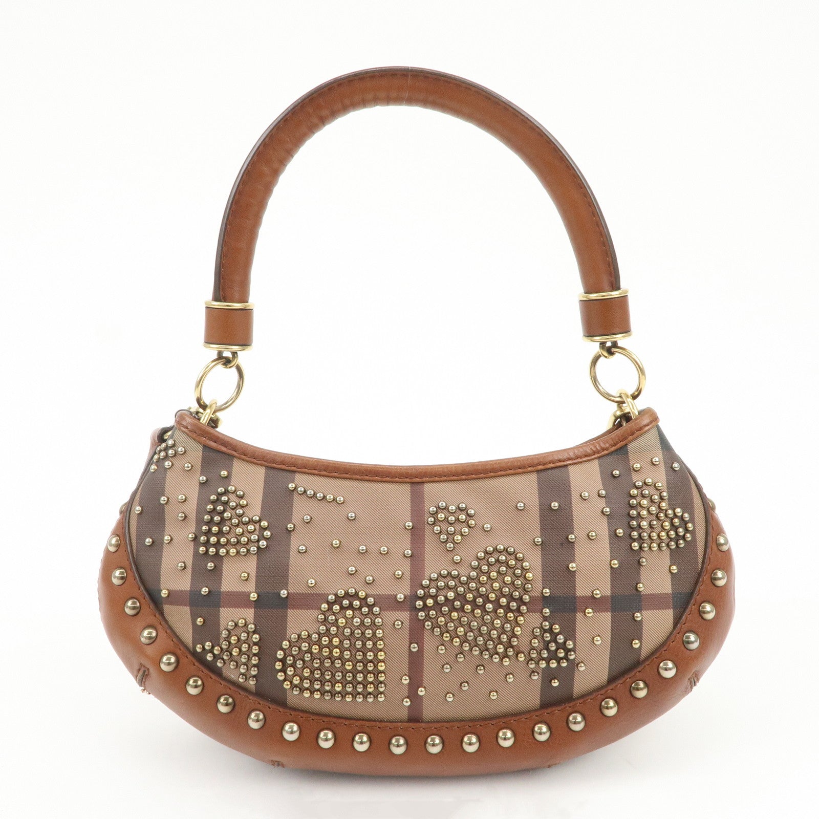 BURBERRY Heart Studs PVC Leather 2Way Bag Shoulder Hand Bag Brown