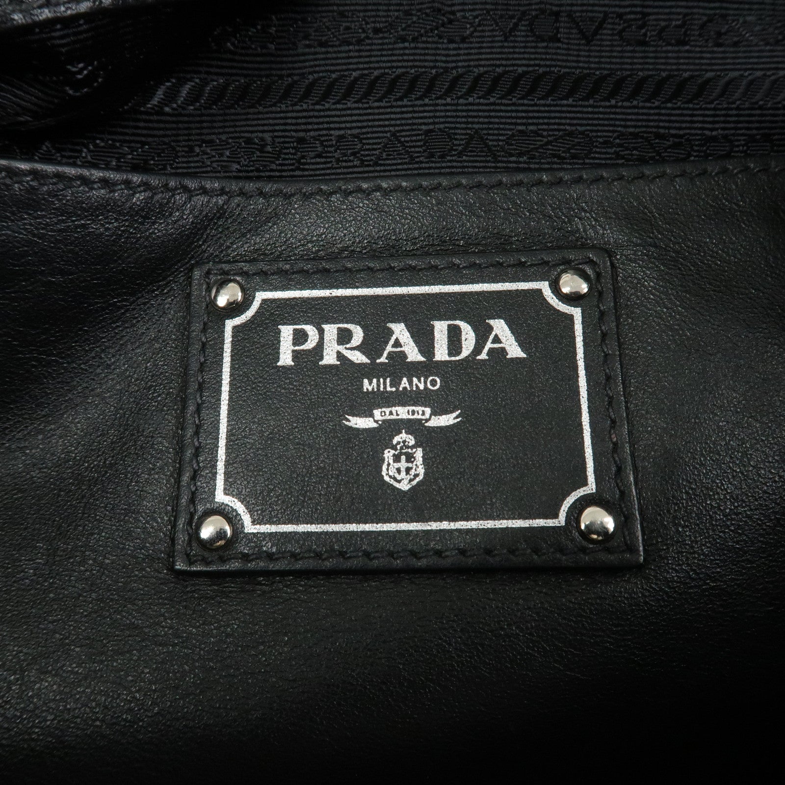 PRADA Logo Leather 2WAY Bag Hand Bag Shoulder Bag Black BN2866