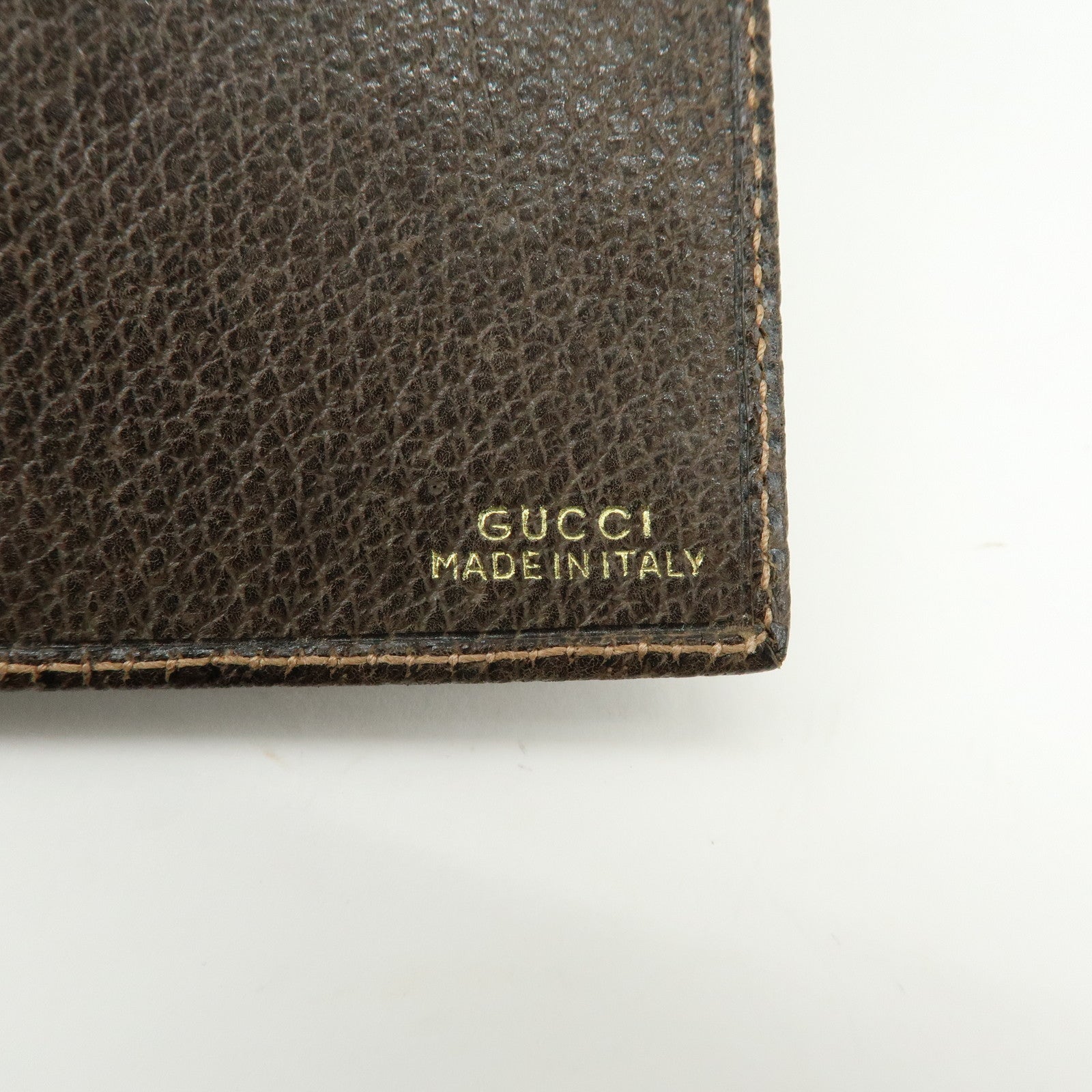 GUCCI Sherry Leather Agenda Cover Planner Cover Passport Case Brown