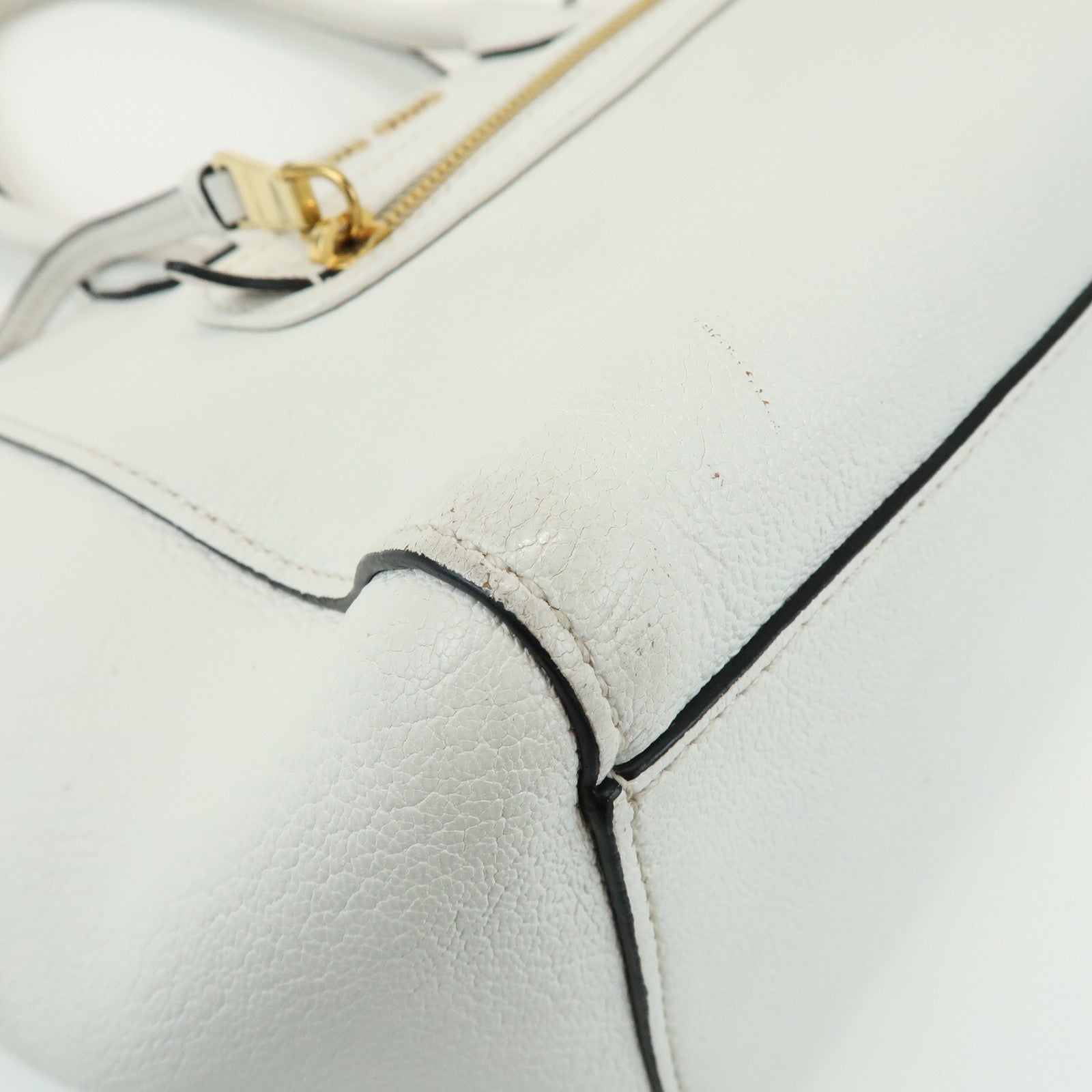 MIU MIU Madras Leather 2Way Bag Hand Bag Shoulder Bag White