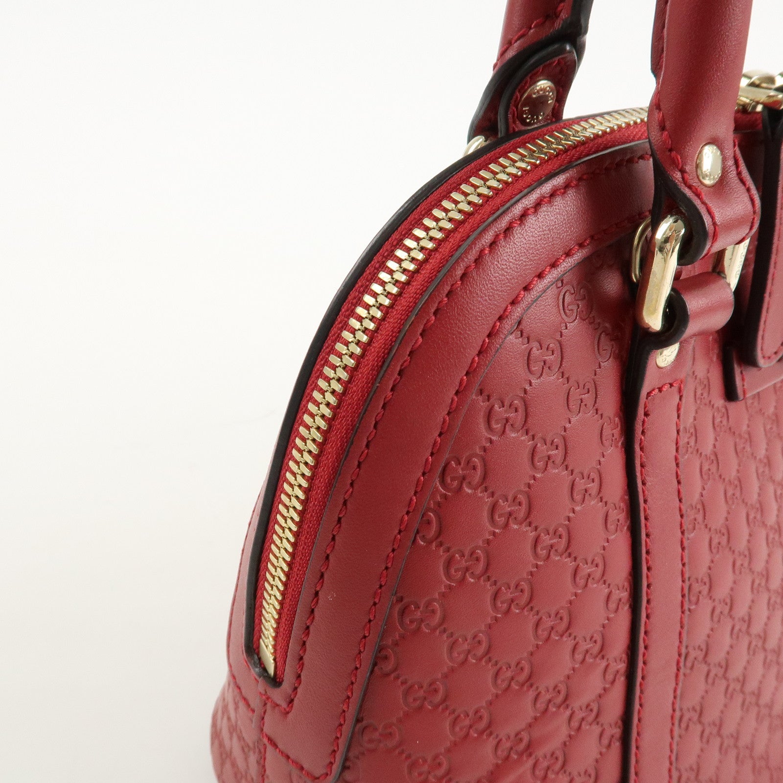 GUCCI Micro Guccissima 2Way Hand Shoulder Bag Castilian Red 449654 Used