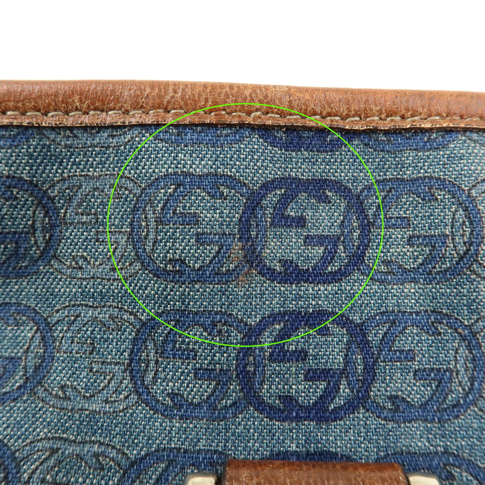 GUCCI Abbey Denim Leather Shoulder Bag Crossbody Bag Blue 131326