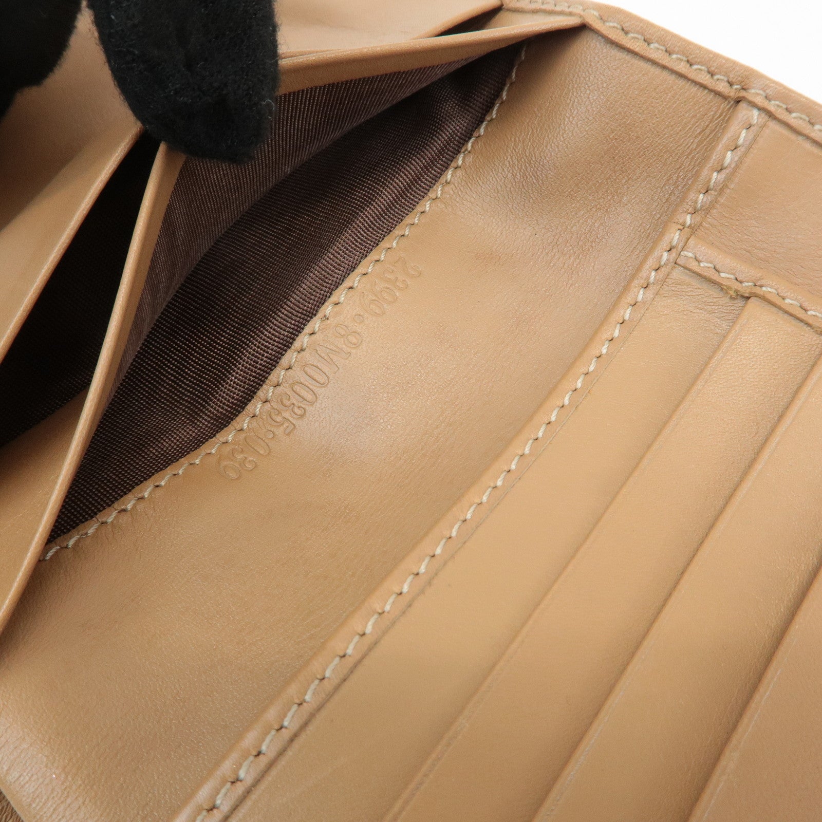 FENDI Zucca Leather Canvas Double Hook Bi Fold Wallet Beige 8M0035 Used