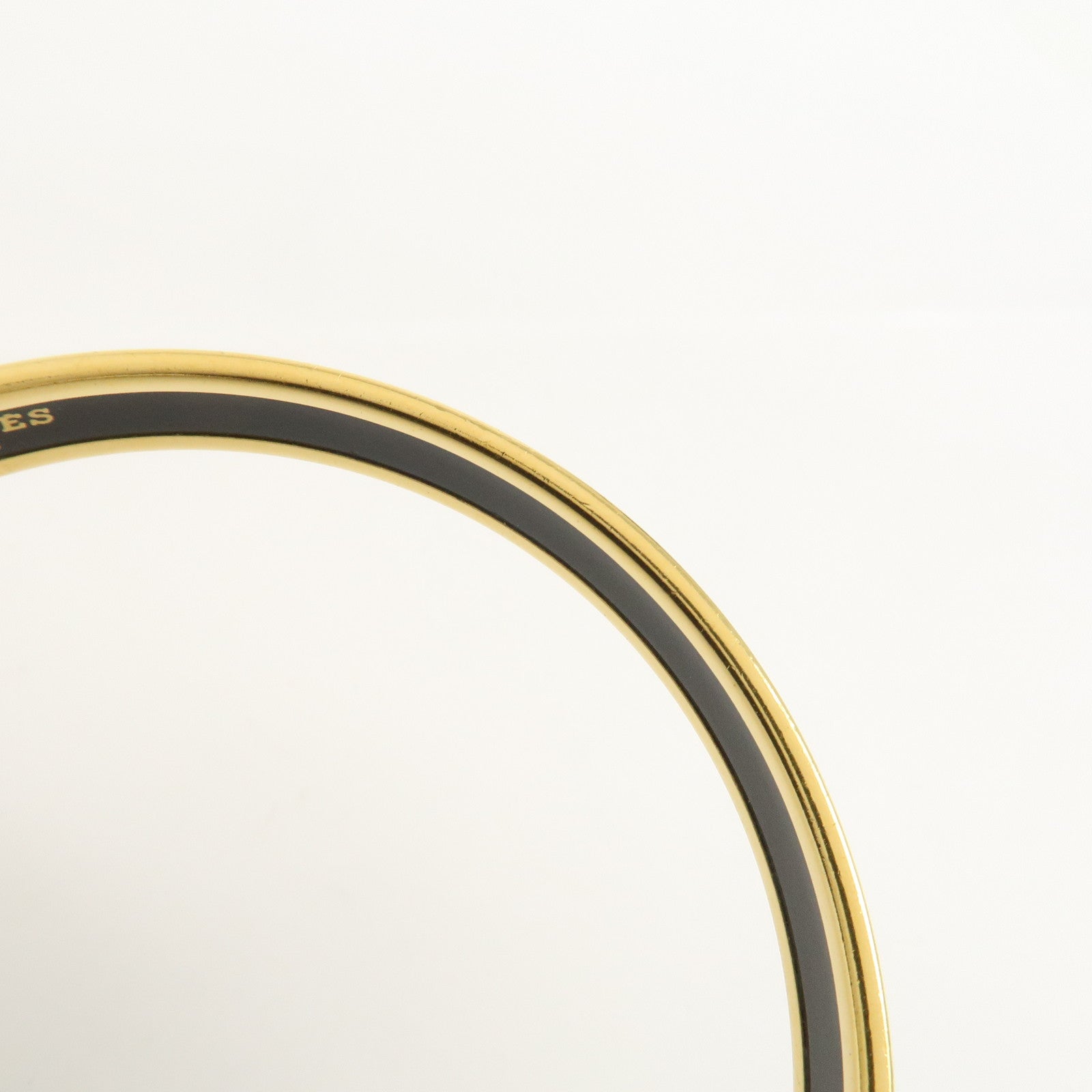 HERMES Email PM Gold Plated Bracelet Bangle Black