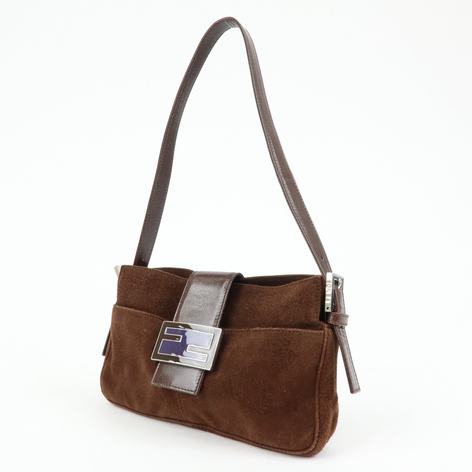 FENDI Suede Leather Shoulder Bag Hand Bag Brown 26568