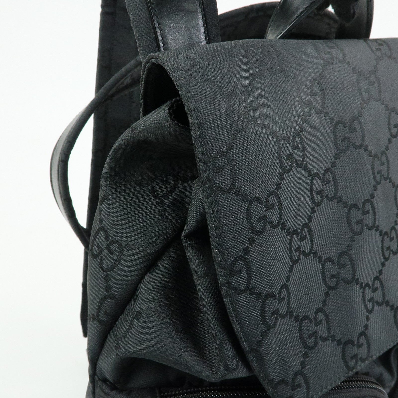 GUCCI GG Nylon Leather Backpack Rucksack Black 003・0238