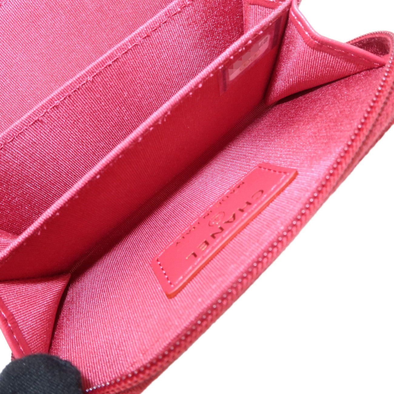 CHANEL COCO Mark Caviarskin Card Case Coin Case Red A68890