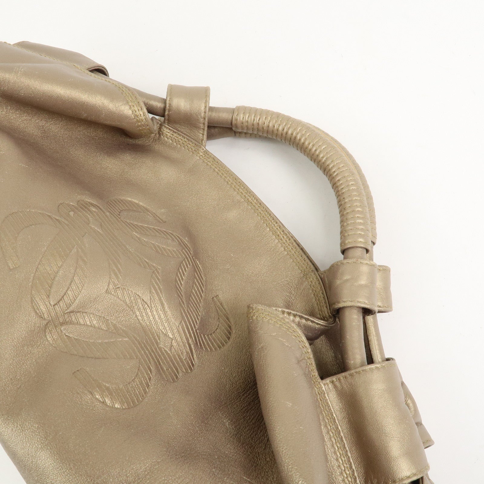 LOEWE Anagram Logo Nappa Aire Nappa Leather Hand Bag Gold