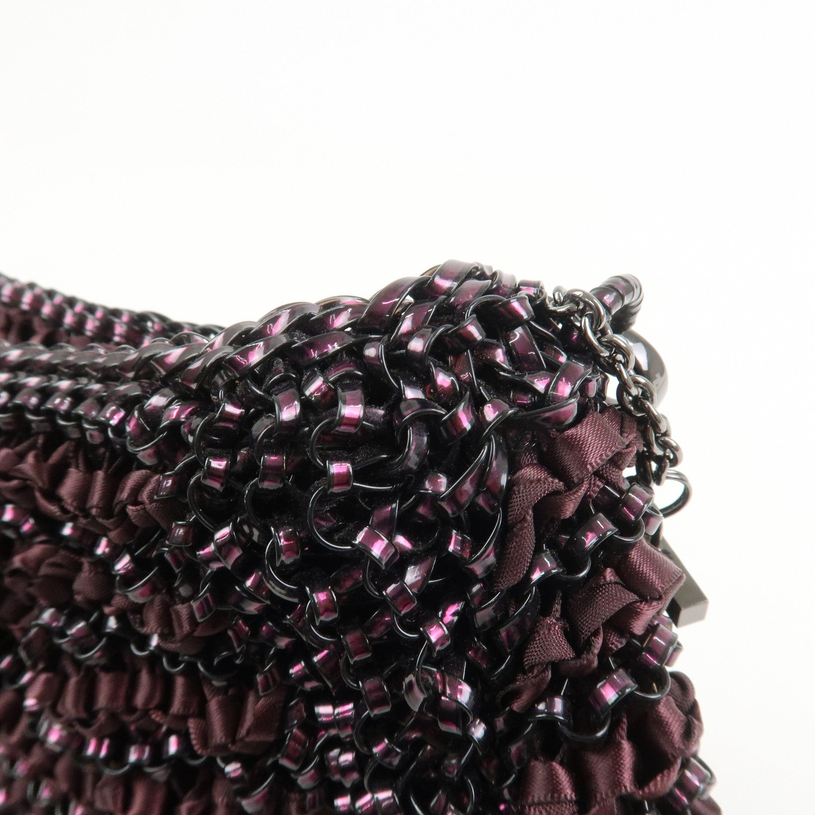 ANTEPRIMA Wire Bag PVC Hand Bag Shoulder Bag Ribbon Black Pink