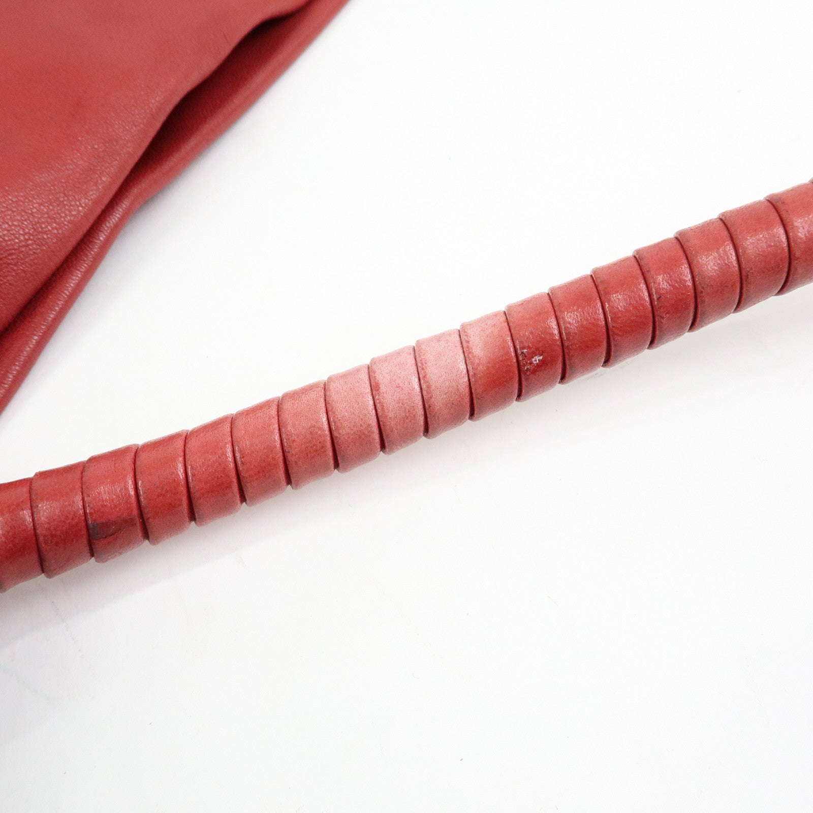 BOTTEGA VENETA Intrecciato Leather Shoulder Bag Red 132369