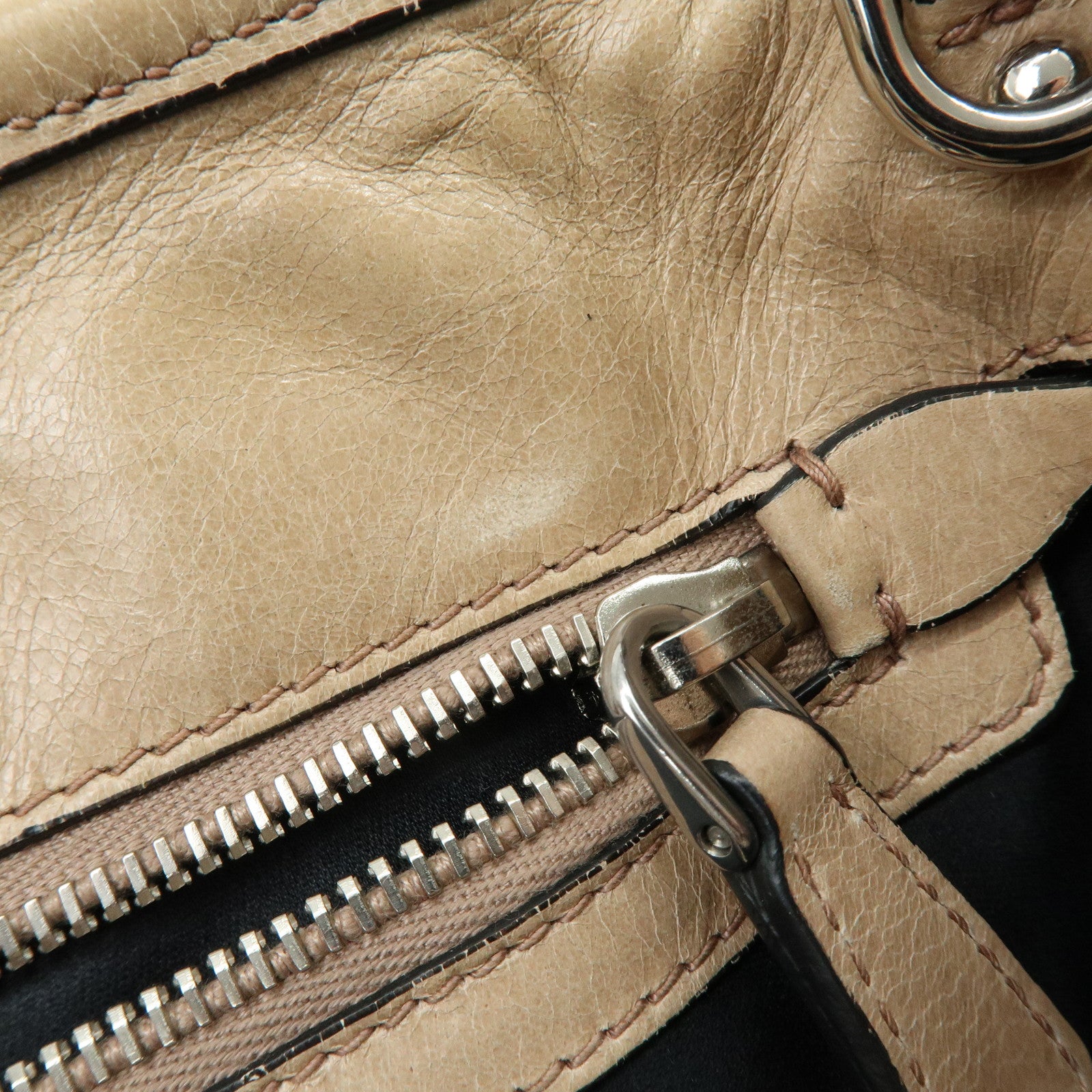 MIU MIU Leather 2Way Bag Hand Bag Shoulder Bag Beige RN0685