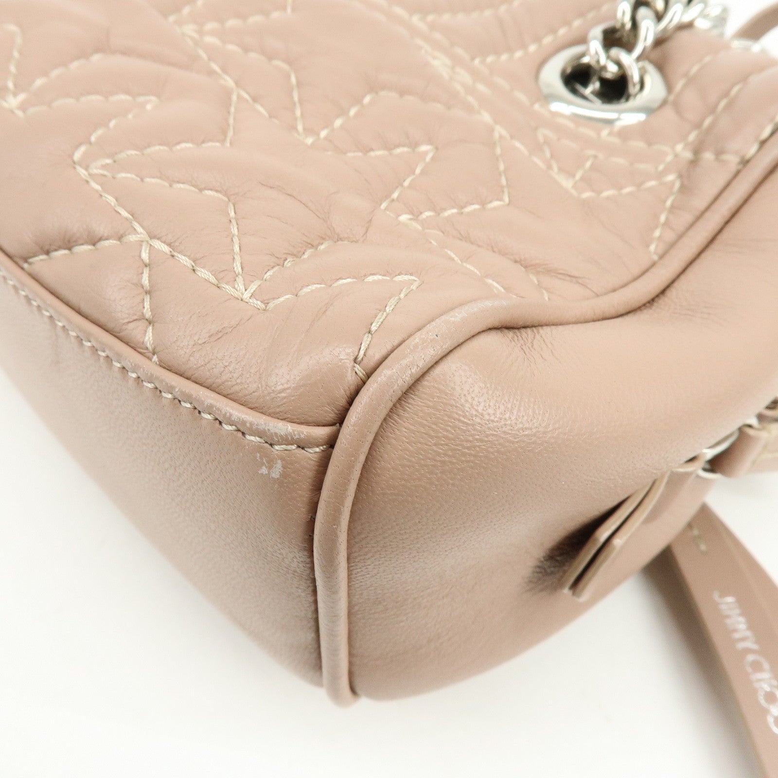 JIMMY CHOO Helia Quilting Leather Chain 2Way Bag Hand Bag Pink
