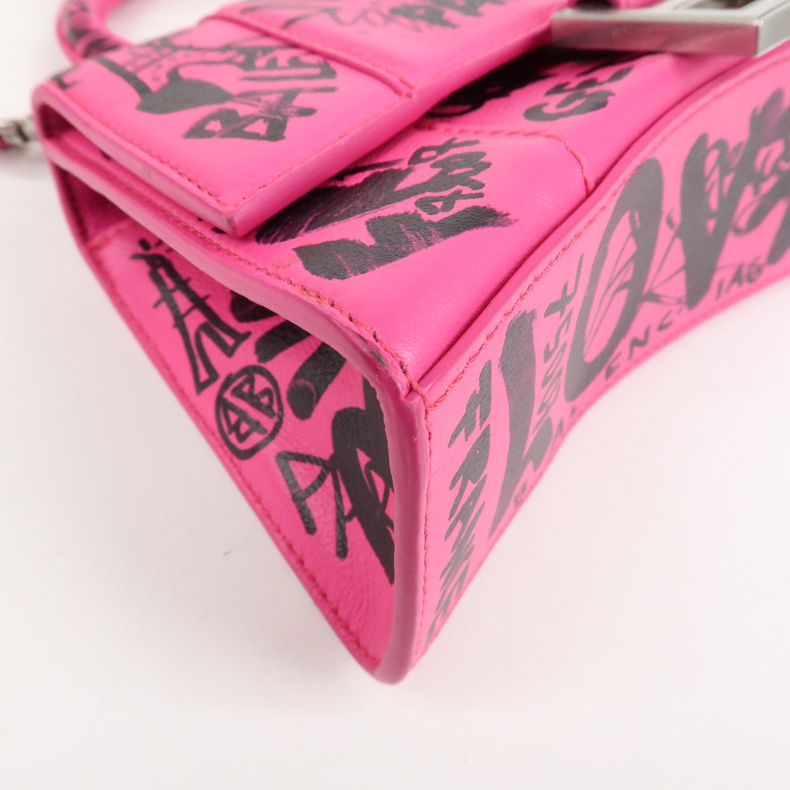 BALENCIAGA Hourglass XS 2Way Hand Shoulder Bag Hot Pink 592833