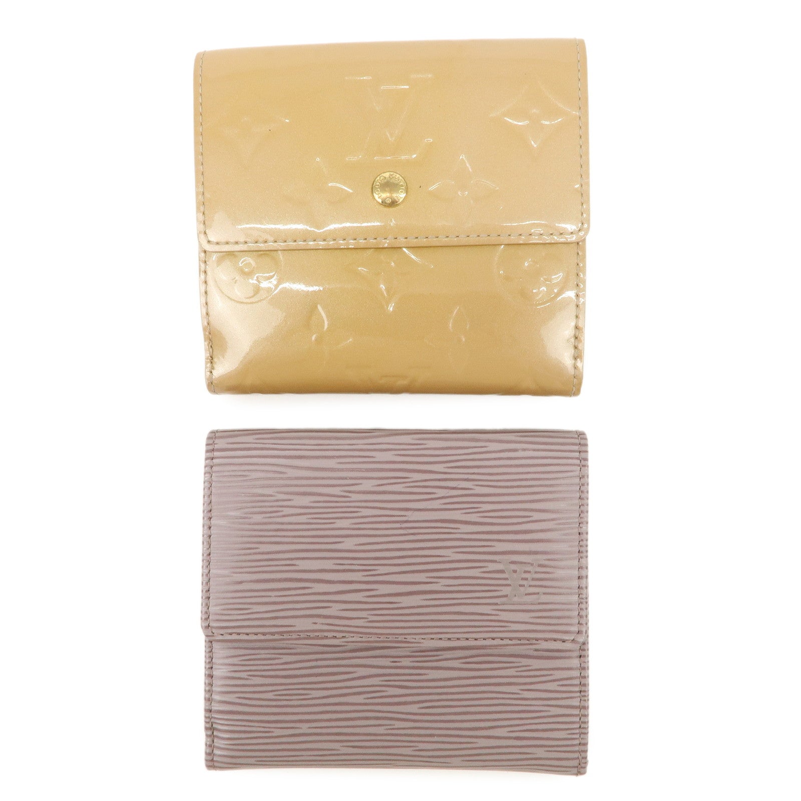 Louis Vuitton Epi Vernis Set Of 2 Leather Bi-fold Wallet Beige Lila Used