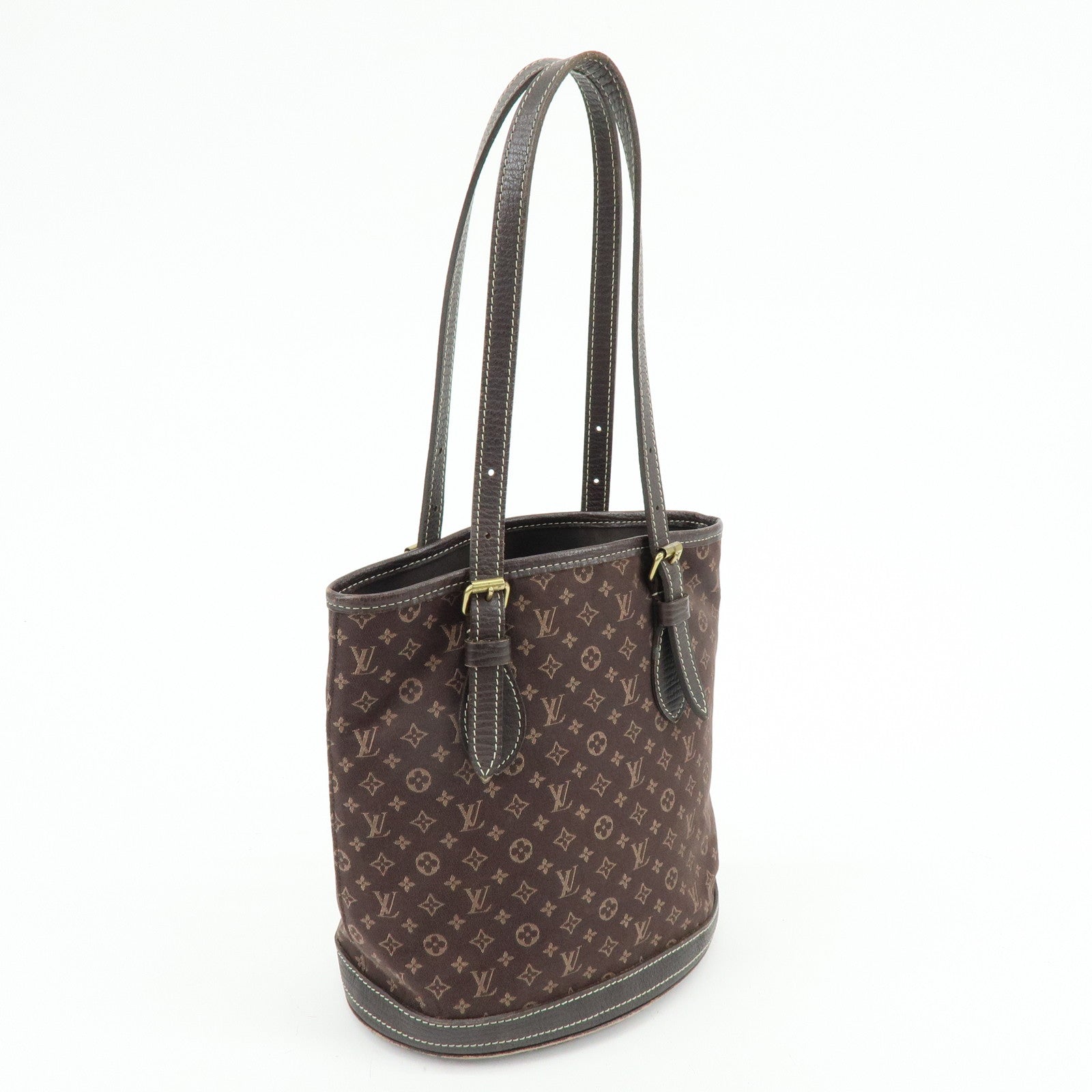 Louis Vuitton Monogram Mini Lin Bucket PM Tote Bag Ebene M95226