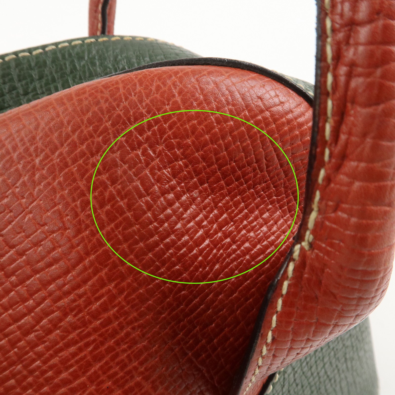 LOEWE Embossed Leather Shoulder Bag Hand Bag Green Red Brown