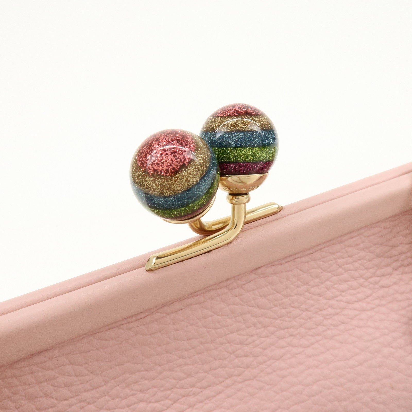 COACH Leather Kiss Lock Chain Shoulder Bag Crossbody Bag Pink