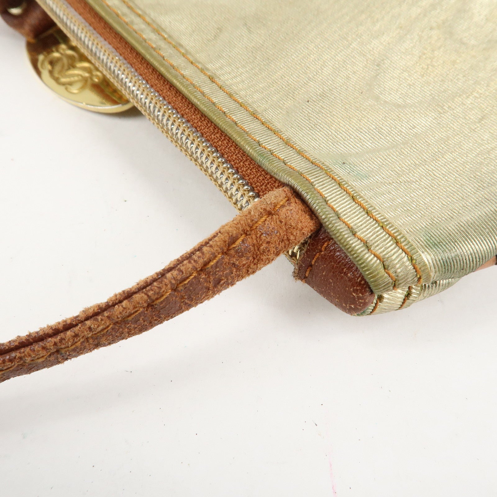 LOEWE Anagram Leather Canvas Shoulder Bag Crossbody Bag Beige Brown Used