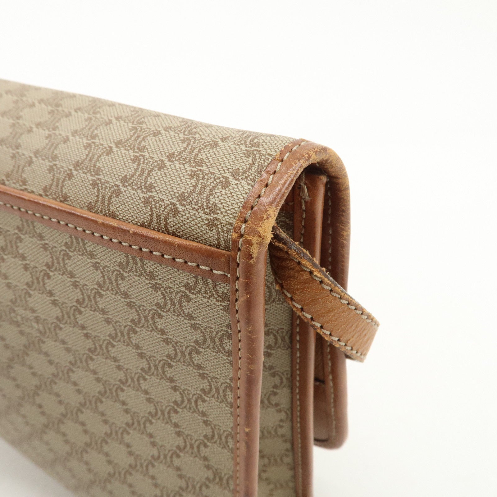 CELINE Macadam PVC Leather 2Way Bag Shoulder Bag Beige