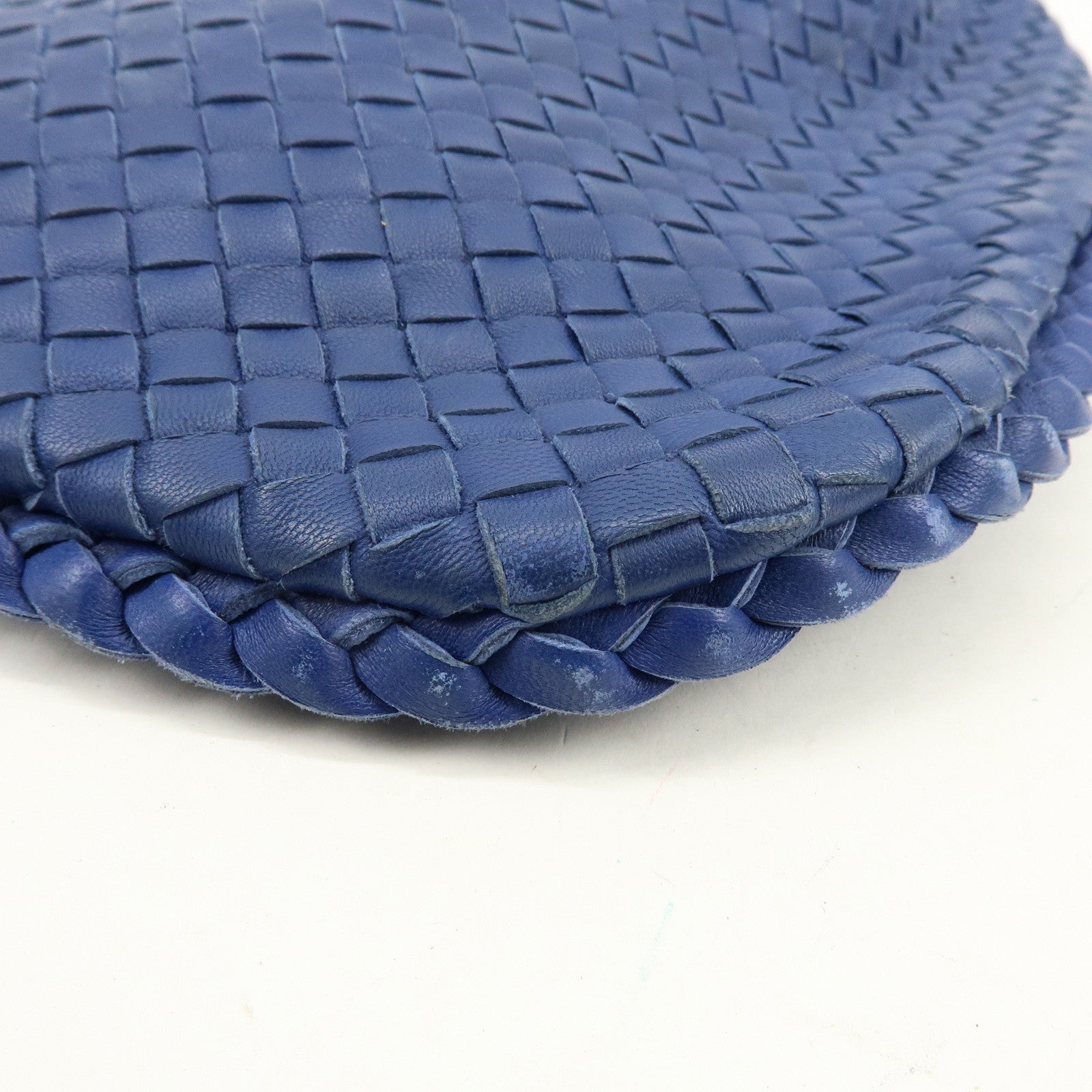 BOTTEGA VENETA Hobo Intrecciato Leather Shoulder Bag Blue 115654