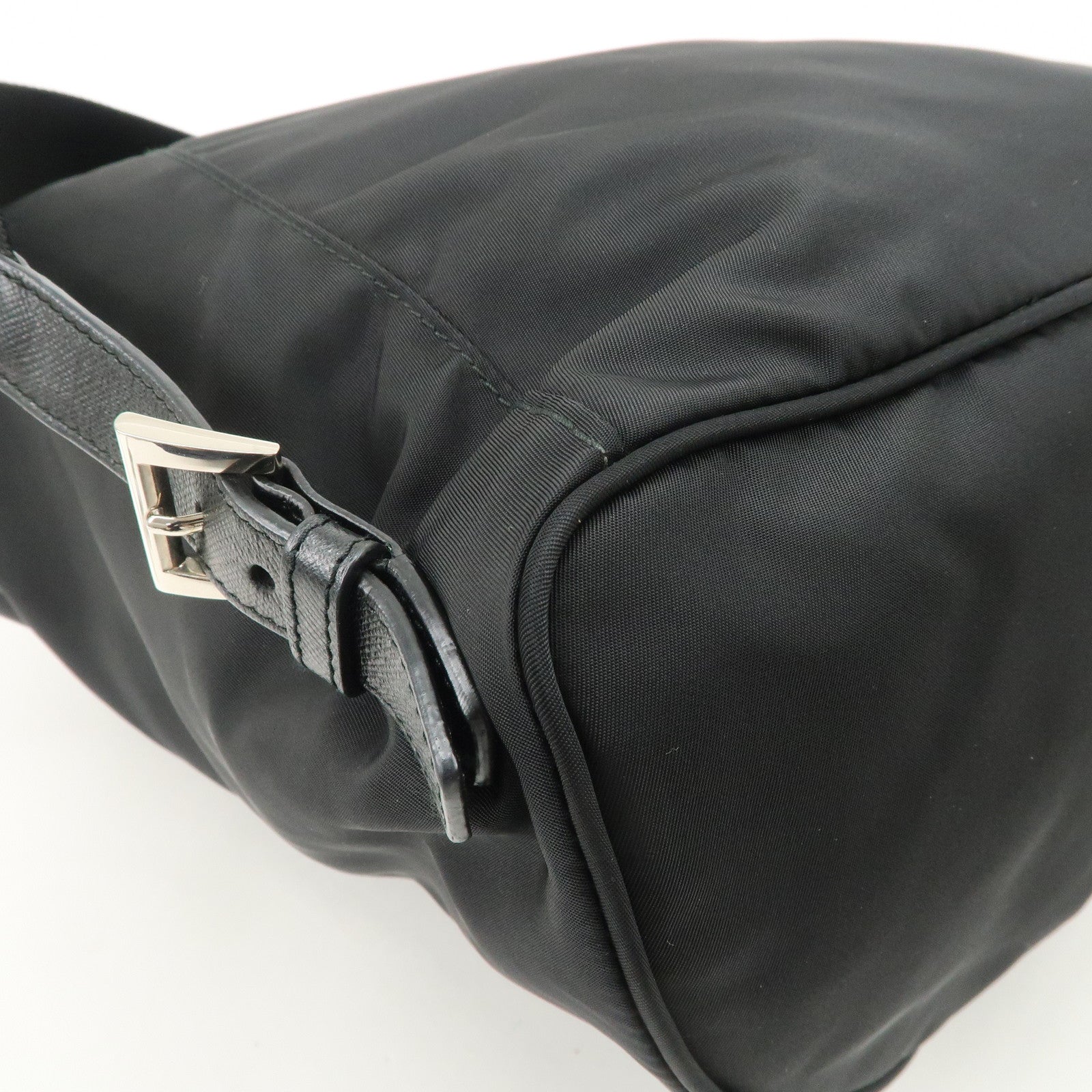 PRADA Triangle Logo Nylon Leather Backpack Rucksack Black 1BZ032