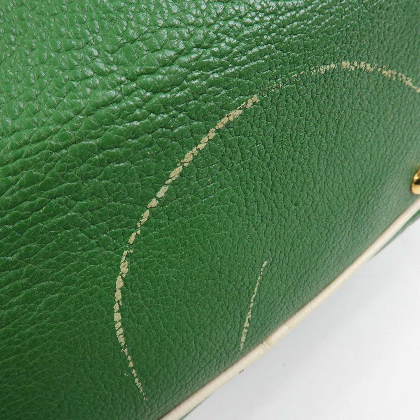 MIU MIU Madras Leather 2Way Bag Hand Bag Shoulder Bag Green