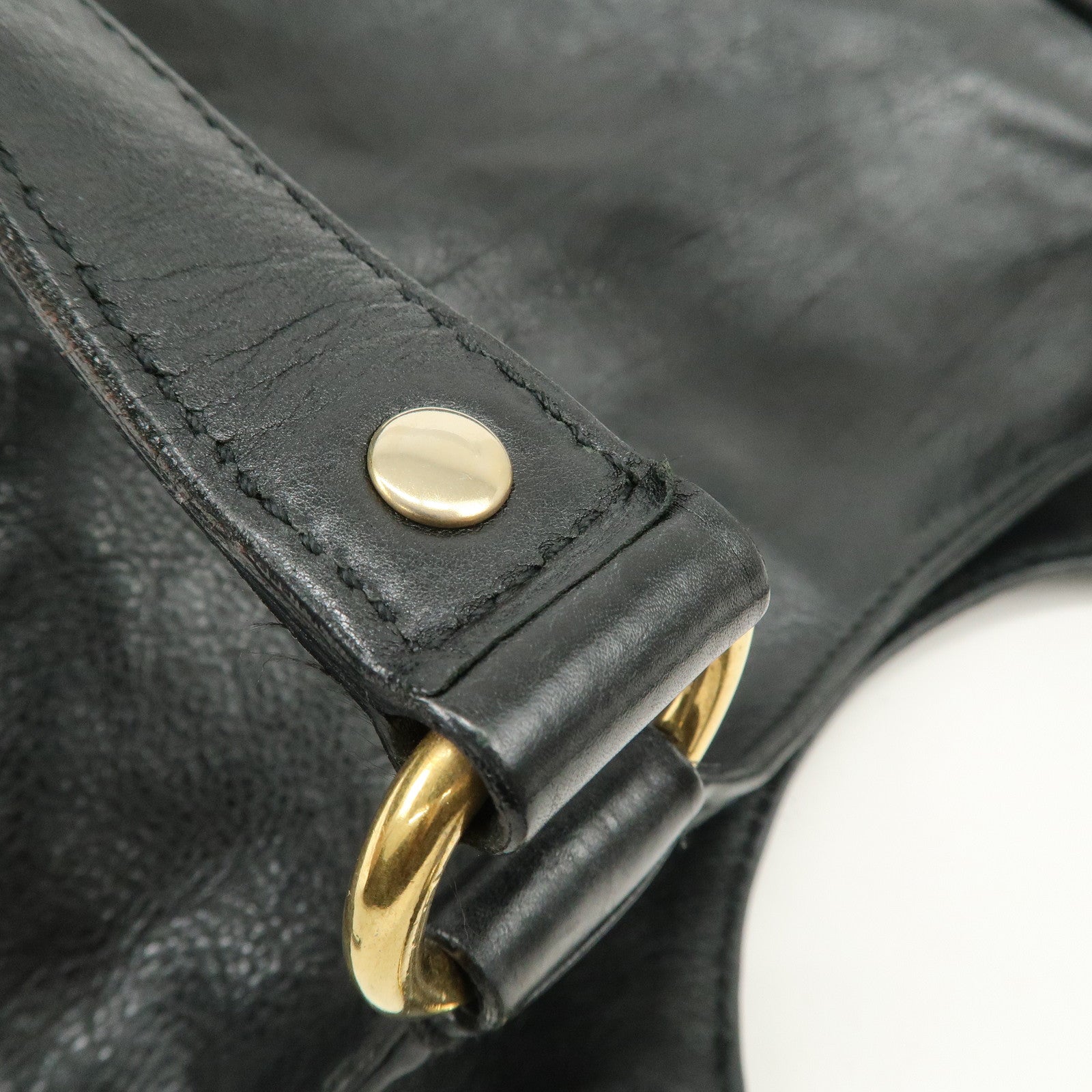 SAINT LAURENT Metropolis Rive Gauche Leather Tote Bag Black 177739