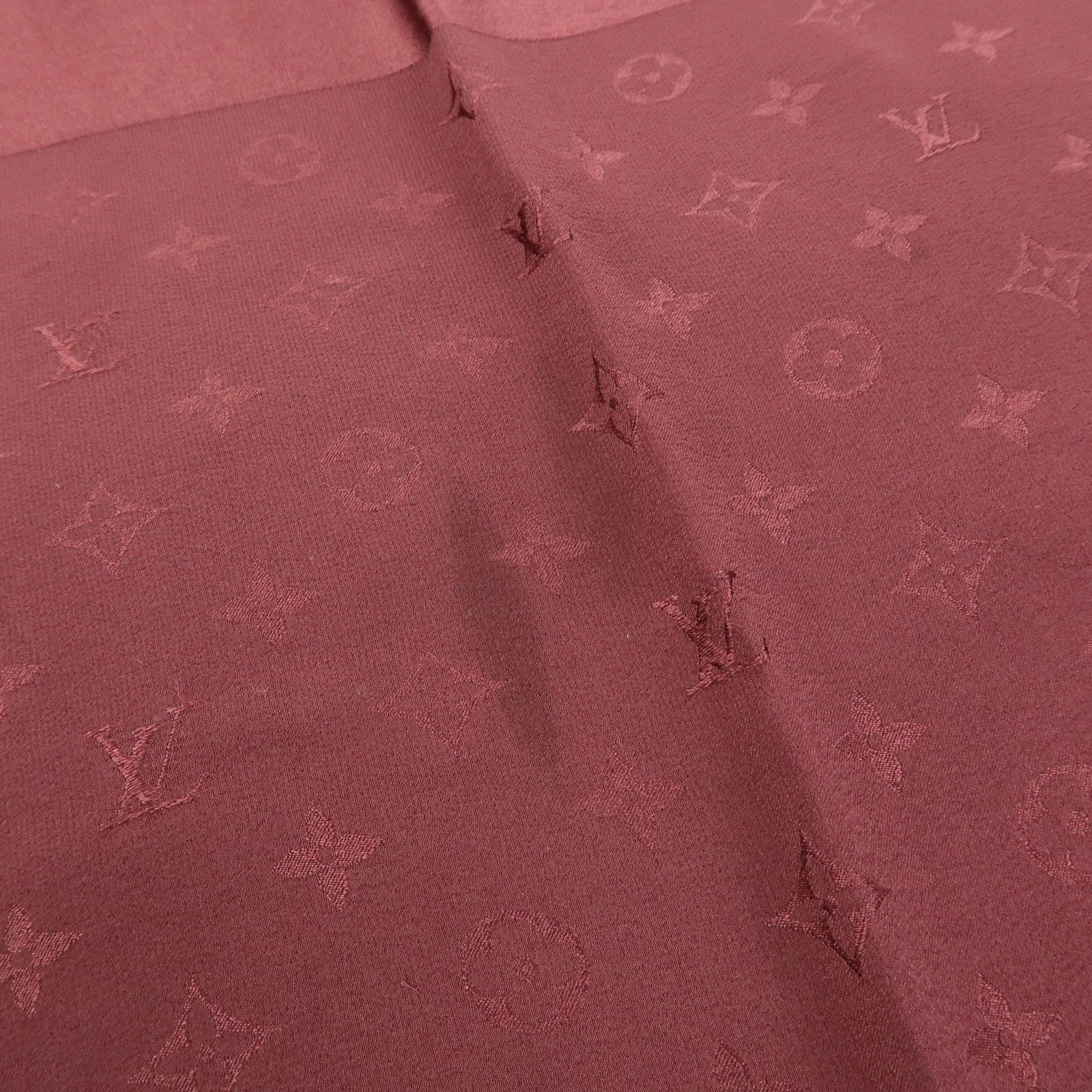 Louis Vuitton Monogram Silk 100% Scarf Shawl Bordeaux