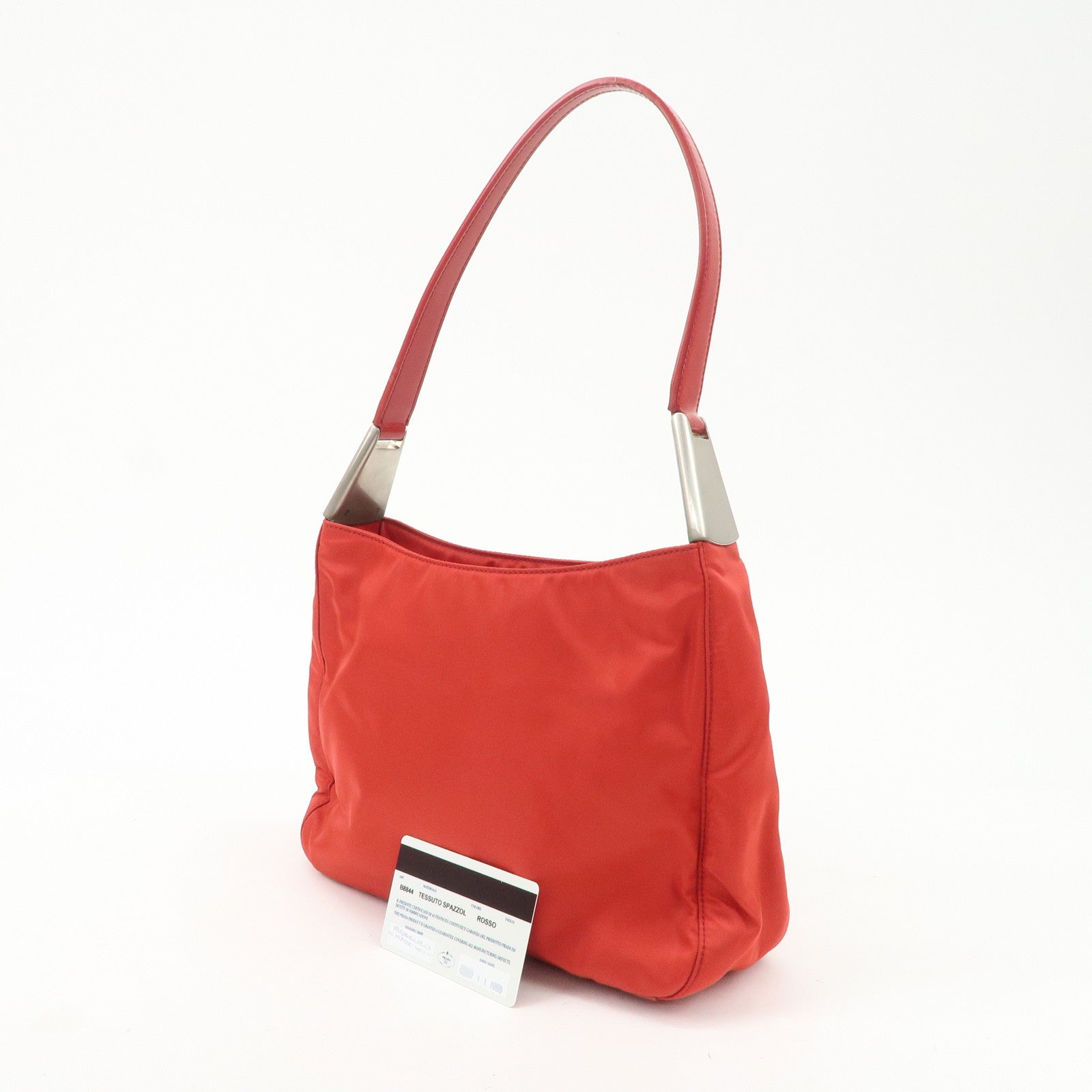PRADA Nylon Patent Leather Shoulder Bag Red B8844